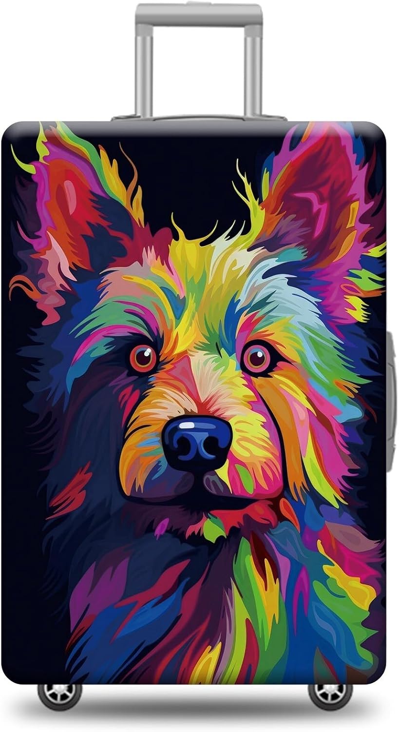 Personalized Dog Luggage Cover Belgian Laekenois Dog Suitcase Cover Funny Animal Travel Luggage Covers Washable Elastic Suitcase Baggage Protector For Pet Lovers Style 3