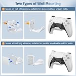 KUNSLUCK 4 Pack Controller Wall Mount for PS5, Xbox, Switch Controller, Wall Mount Stand for Controller&Headset, Adhesive/Screws Installation (White)