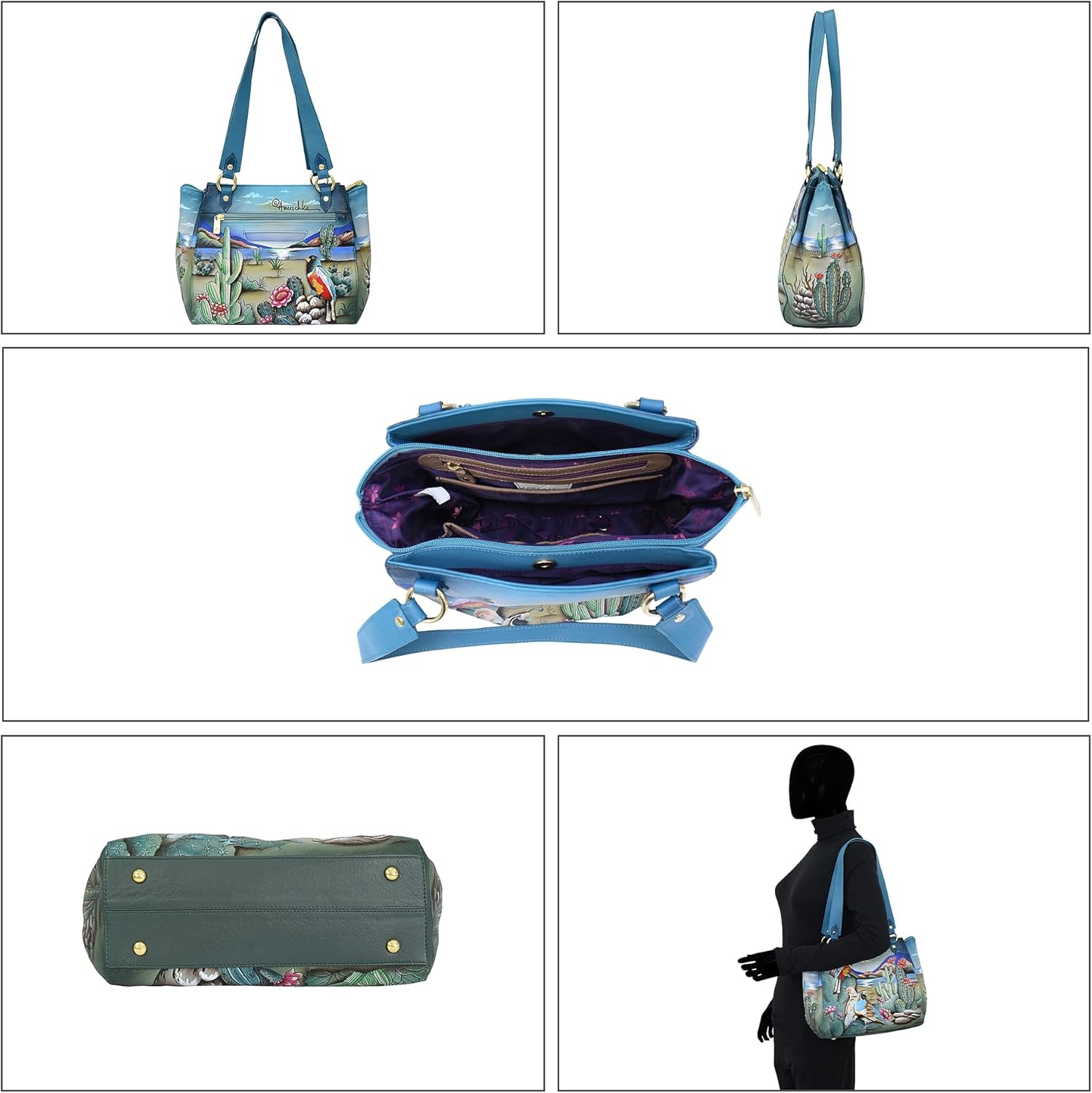 Anuschka 7603 Tote Bag, Women’s Hand-Painted Genuine Leather Handbag - Image 3