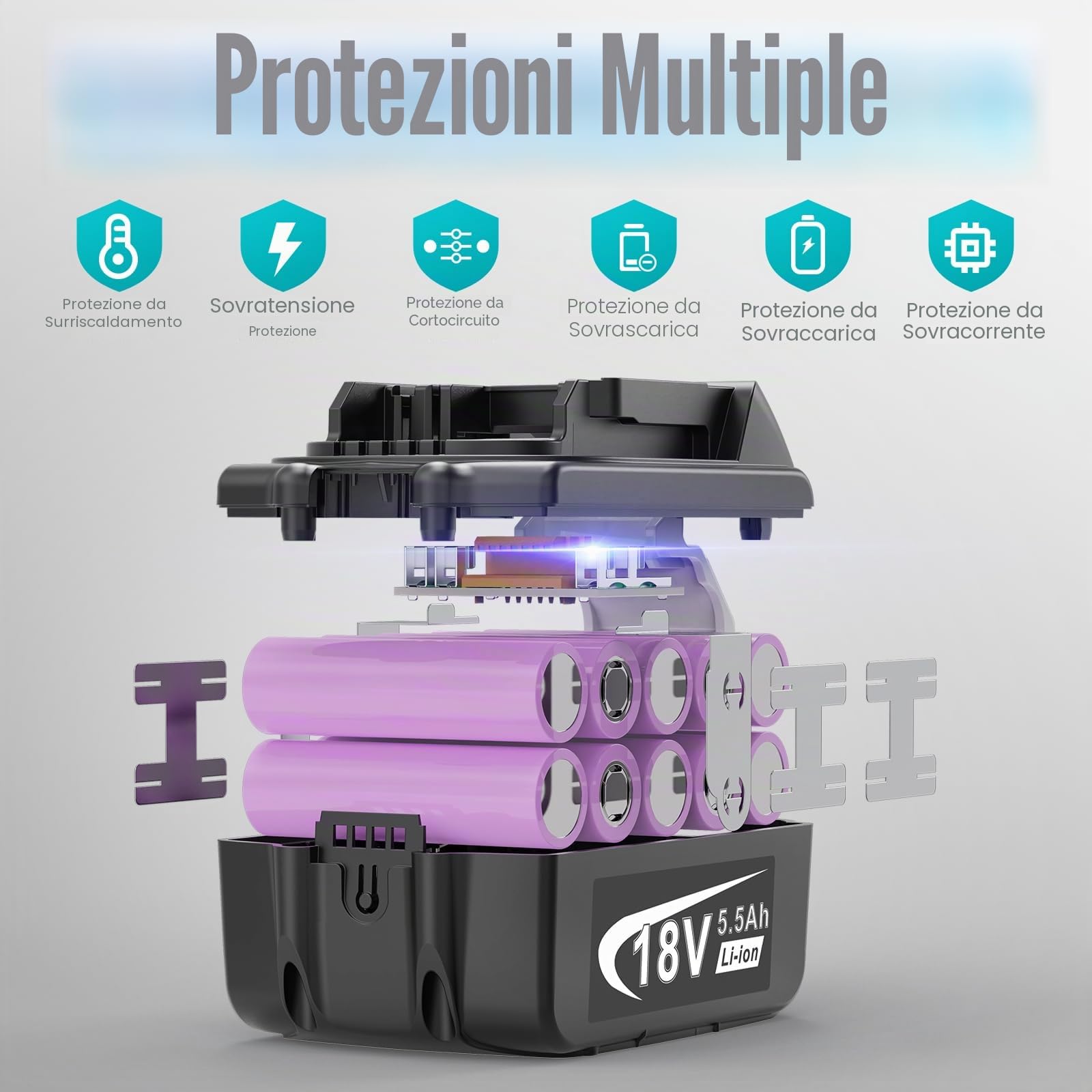 4 batterie da 5,5 Ah per Makita LXT, ASUNCELL 18 V DC18RC, compatibili con tutte le batterie agli ioni di litio Makita 14,4 V-18 V BL1830 BL1850 BL1430