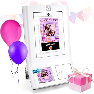 Sprocket Photo Booth Machine Instant Color Photo Printer - 10.1" Touchscreen Photobooth, LED Ring Light - Customize w/ 250+ Frames, Prints on 3x4 Zink Paper or Share via QR Code, Mobile App - White
