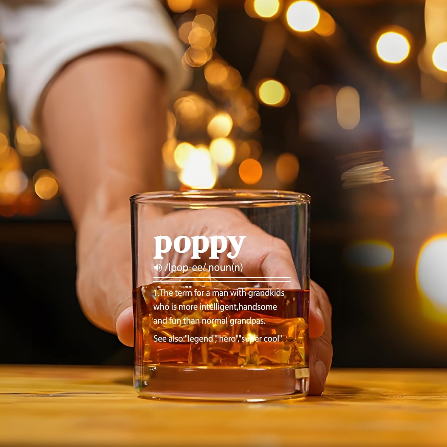 Poppy Definition Whiskey Glass, Grandpa Gifts for Men, Funny Poppy Gifts from Grandkids for Grandfather, Father's Day Birthday Christmas Gift for Grandfather New Grandpa, 10oz - Image 5