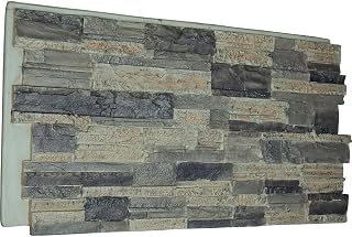 Ekena Millwork Cascade Stacked Stone Faux Siding Panel 48 5/8"W x 24 3/4"H Smokey Ridge - Lightweight DIY StoneWall Panels