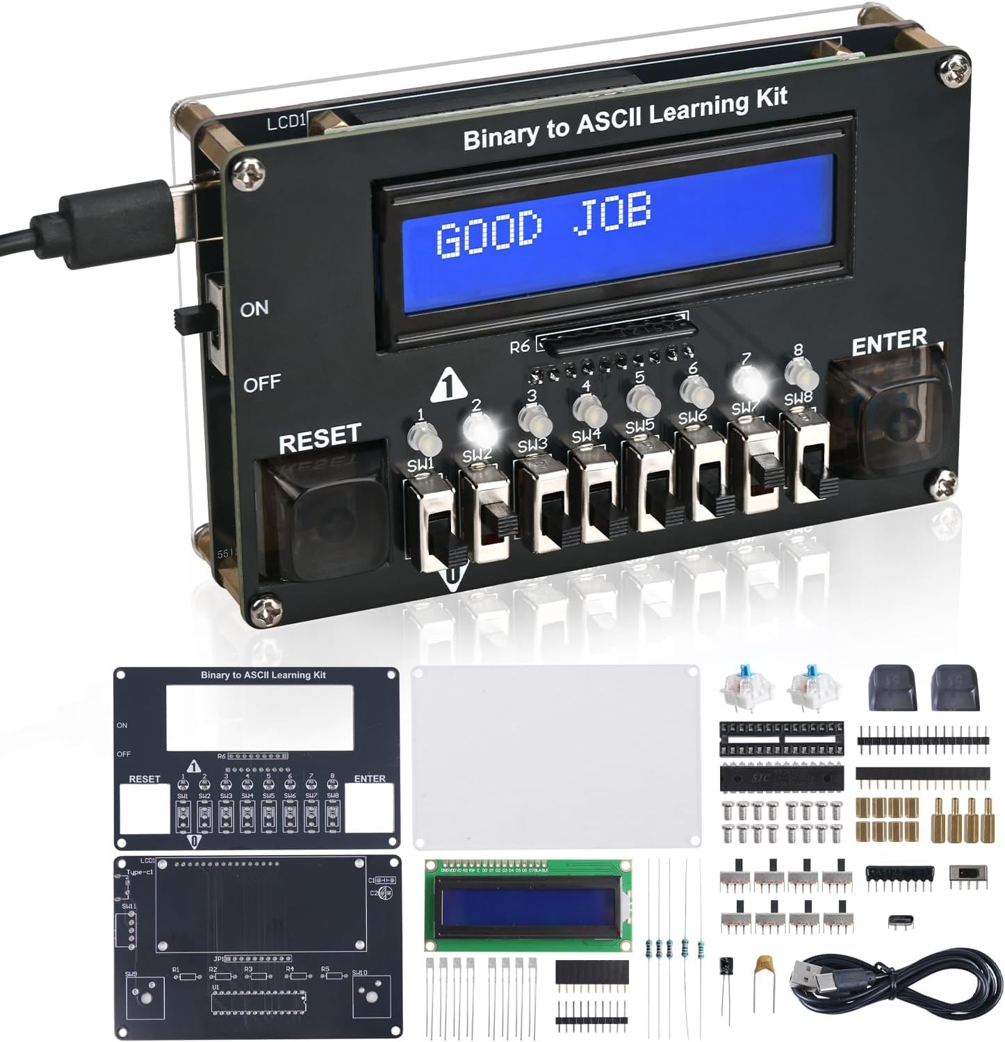 PEMENOL DIY Soldering Kit, Build Your Own Binary-to-ASCII Code Transmitter, Electronics Project for STEM Learning, DIY Gift for Teens Adults Beginners