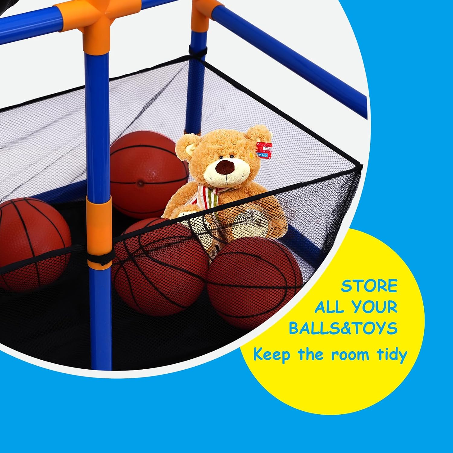 Nattork Arcade Basketball Game Set with 4 Balls and Hoop, Kids Basketball Hoop Indoor Outdoor Sports Toy Gifts for Kids Boys Girls 3-8 Years Old, Air Pump Included, Ideal for Gifts