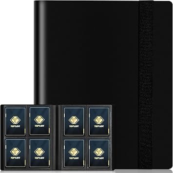 4 Pocket Card Binder for 160 Sleeves, Card Folder Ablum for Trading Cards Collection for Sports Cards, Baseball Cards, Game Cards, Mini TCG Binder Fit for MTG, Gift for Card Collector Black