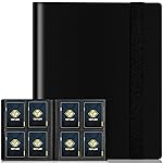 4 Pocket Card Binder for 160 Sleeves, Card Folder Ablum for Trading Cards Collection for Sports Cards, Baseball Cards, Game Cards, Mini TCG Binder Fit for MTG, Gift for Card Collector (Black)