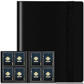 4 Pocket Card Binder for 160 Sleeves, Card Folder Ablum for Trading Cards Collection for Sports Cards, Baseball Cards, Game Cards, Mini TCG Binder Fit for MTG, Gift for Card Collector (Black)