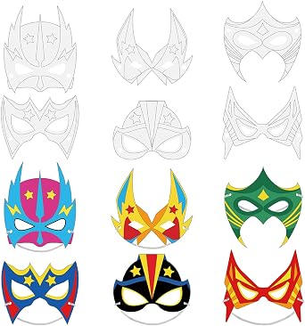 Sosation 36 Pcs Color Your Own Hero Masks DIY Blank Paper Masks with Ropes for Kids Birthday Party Graffiti Craft