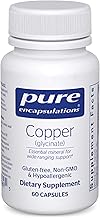 Pure Encapsulations Copper Glycinate 60s - مكمل غذائي من النحاس بتركيز 2 مجم، يدعم تكوين خلايا الدم الحمراء* - يساعد على استقلاب الطاقة - نباتي وغير معدّل وراثيًا - 60 كبسولة