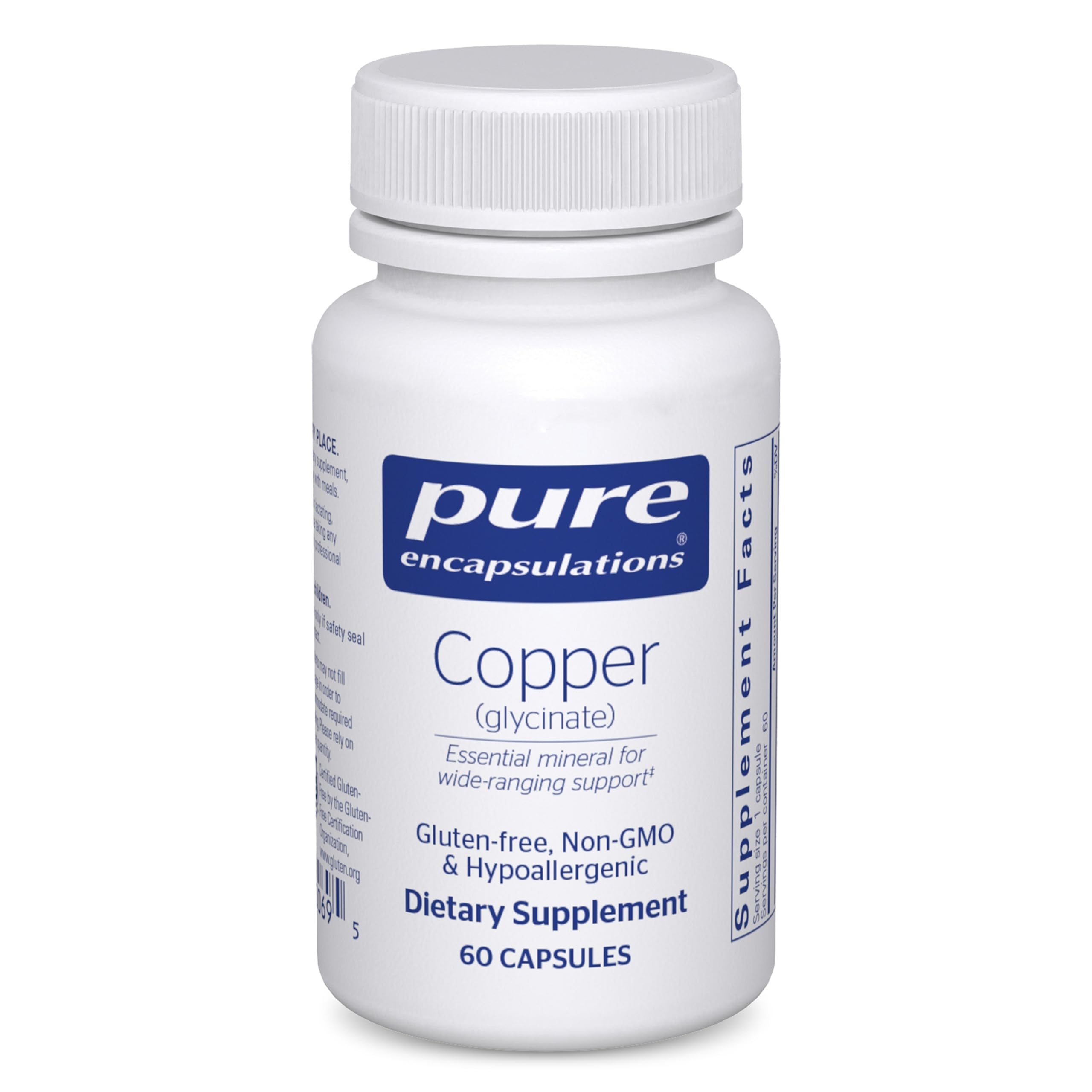 Pure EncapsulationsCopper Glycinate 60's - 2 mg Copper Supplement, Supports Red Blood Cell Formation* - Aids Energy Metabolism - Non-GMO & Vegan - 60 Capsules