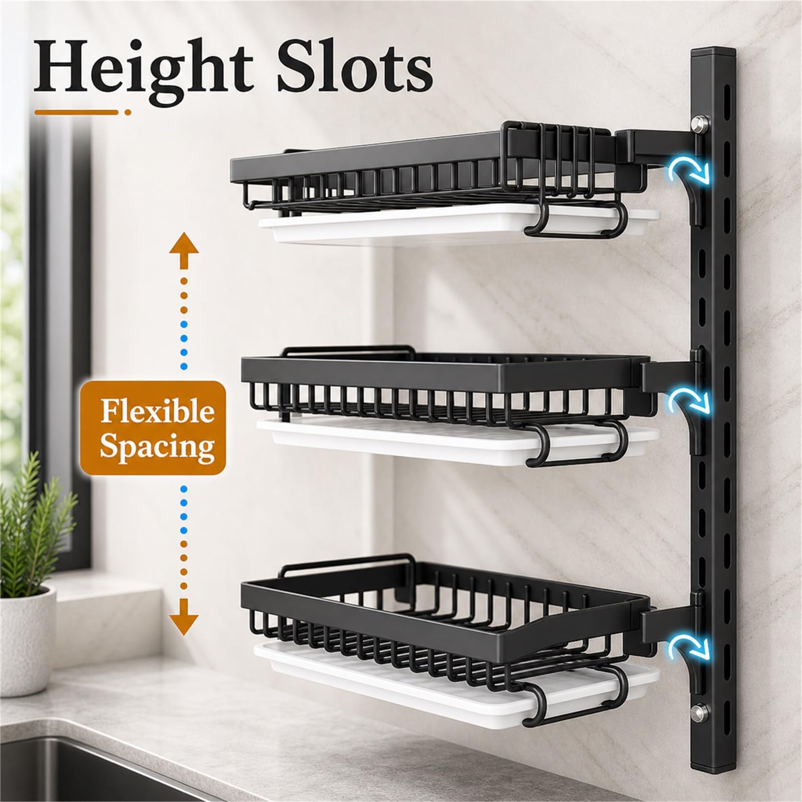 Escurreplatos Pared,Escurridor De Platos con Bandeja,Estanteria Pared Escurreplatos,PrevencióN De La DeformacióN,Puede Contener Cubiertos,Platos PequeñOs Y Tazas