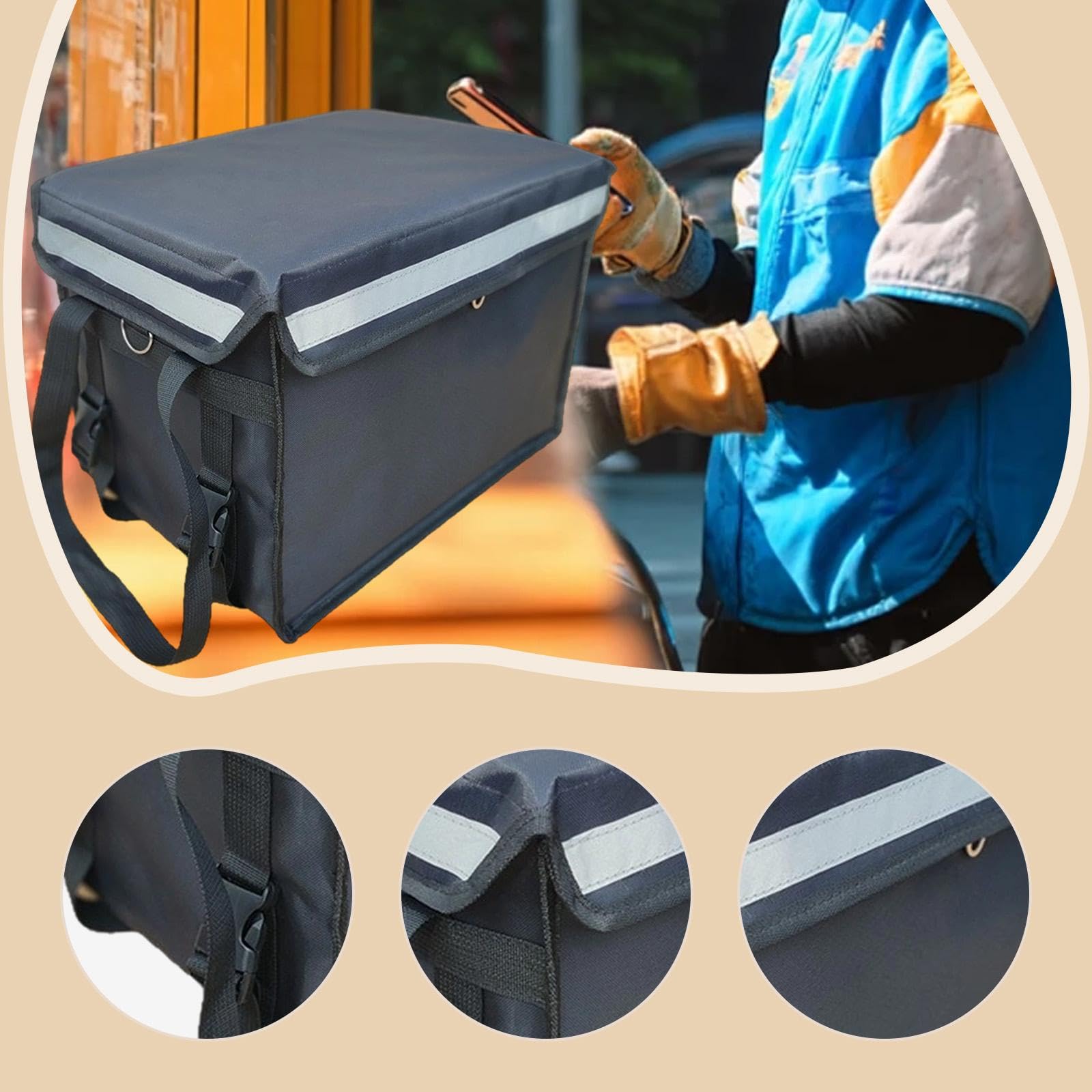 LOVIVER Caja isotérmica para Reparto de Comida de 30 litros, práctica, Impermeable, Mantiene Comida Caliente o fría. Contenedor para Reparto y, con Asa
