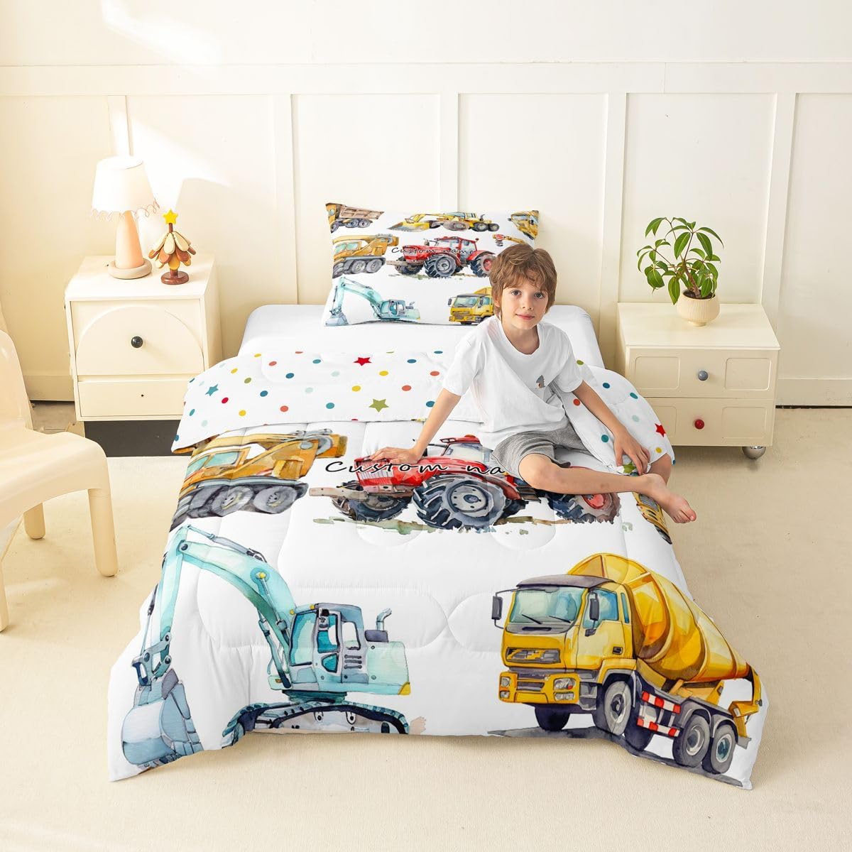 Erosebridal Boys Customized Tiger Comforter Set Twin Size, Wild Animal Print Bedding Set for Boys Girls Teens Adult Bedroom, Grey Tiger Skin Quilt Black White Stripe Down Comforter for Bedroom