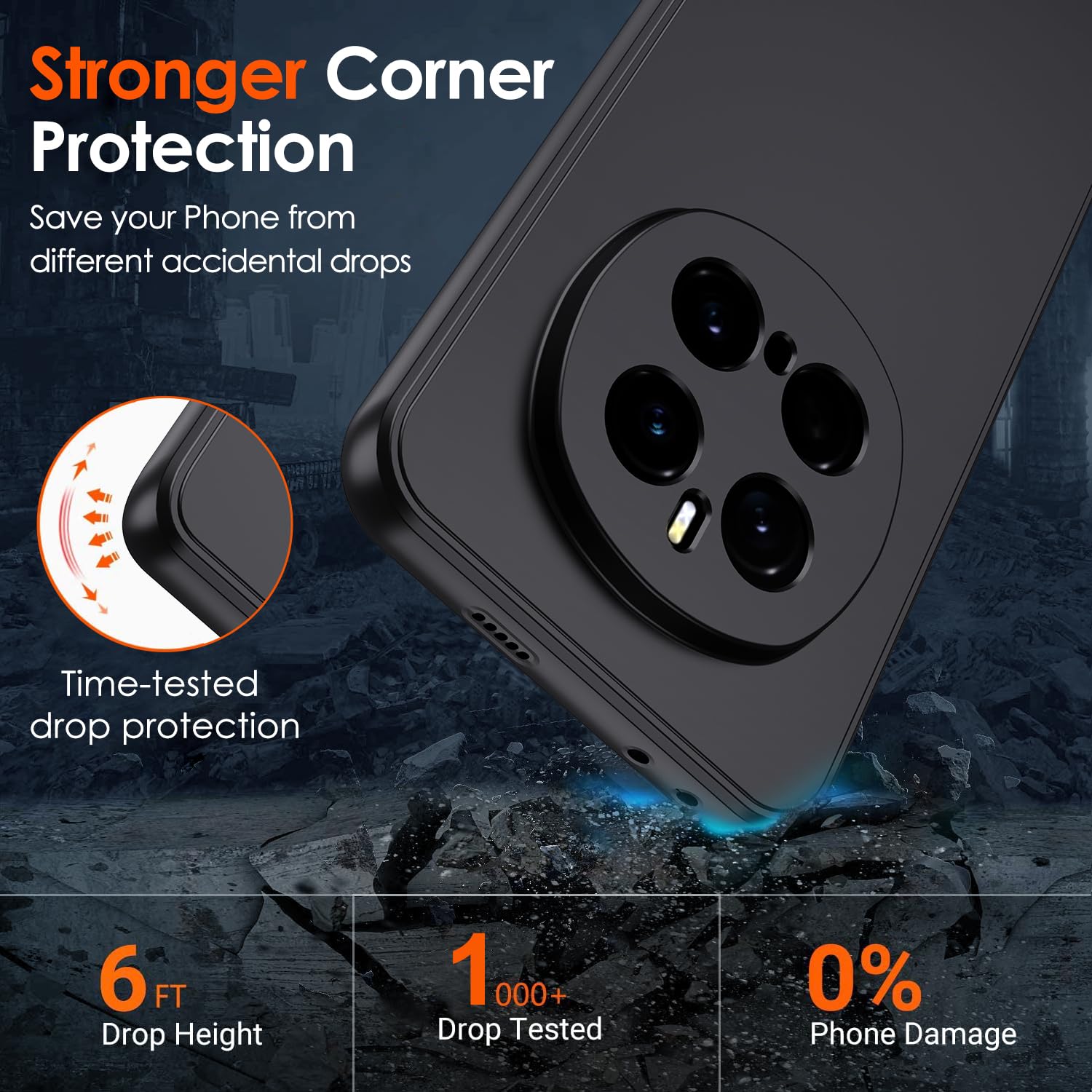IVoler Cover Per Honor Magic7 Pro 5G – Custodia Antiurto Grado Militare, Sottile In TPU Nero