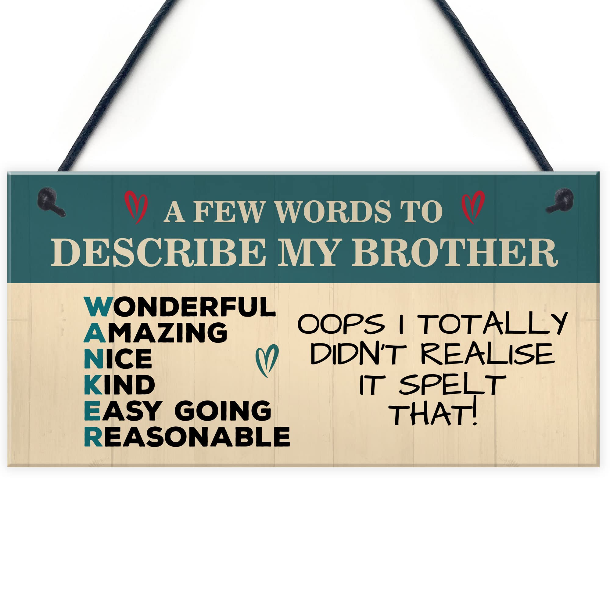Red Ocean FUNNY Brother Gifts From Sister Funny Birthday Gift For Brother Gift For Him Novelty Brother Gifts Keepsake