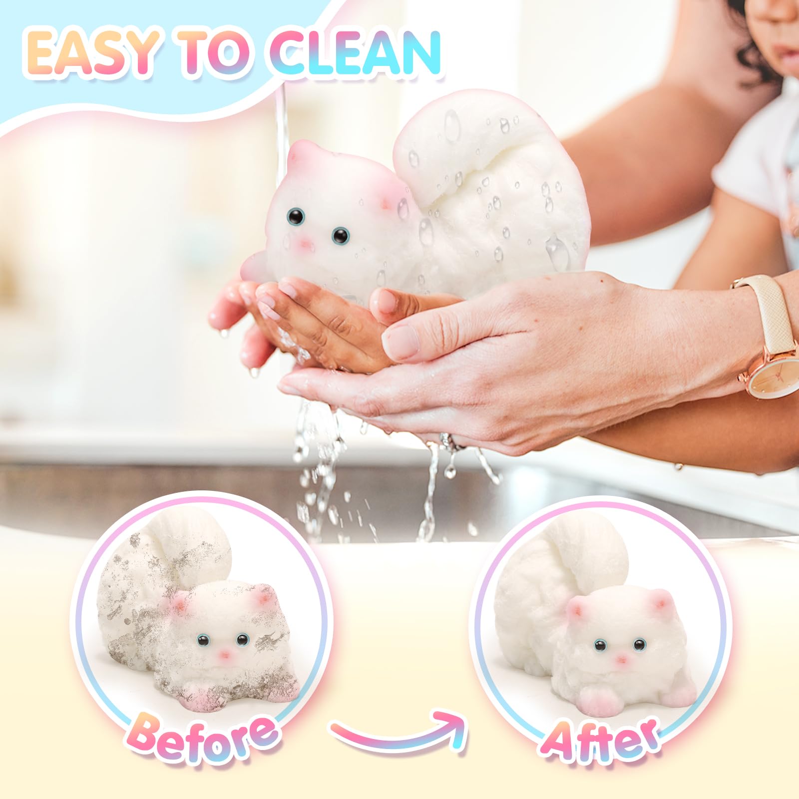 CatchCute - Juguetes sensoriales para gatos con cesta, juguetes sensoriales suaves para gatos para aliviar el estrés y la ansiedad, juguetes pegajosos, regalos de fiesta, regalo de cumpleaños de