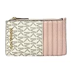 Michael Kors Jet Set Travel Top Zip Card Case Wallet Coin Pouch Powder Blush Multi Brown