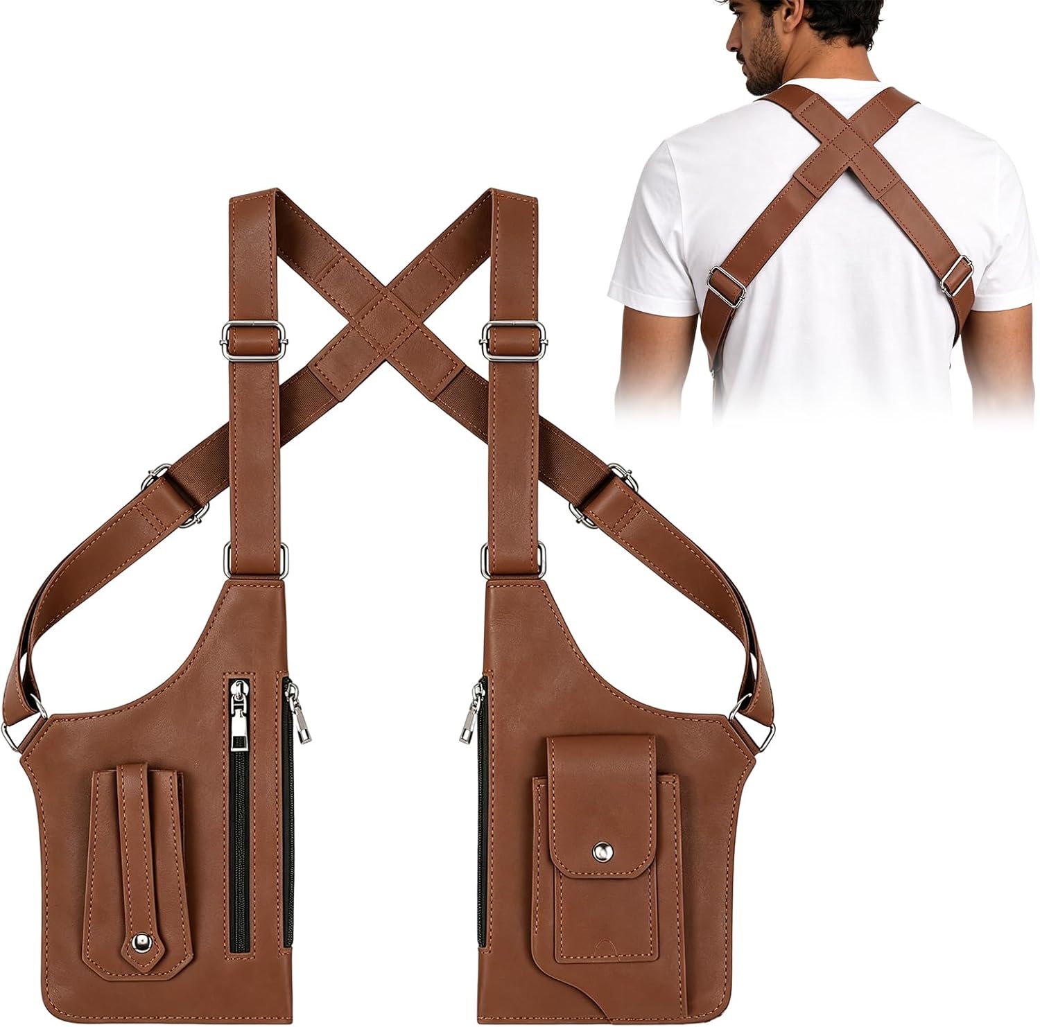 Double Shoulder Underarm Bag for Men, Adjustable Chest Holster Wallet