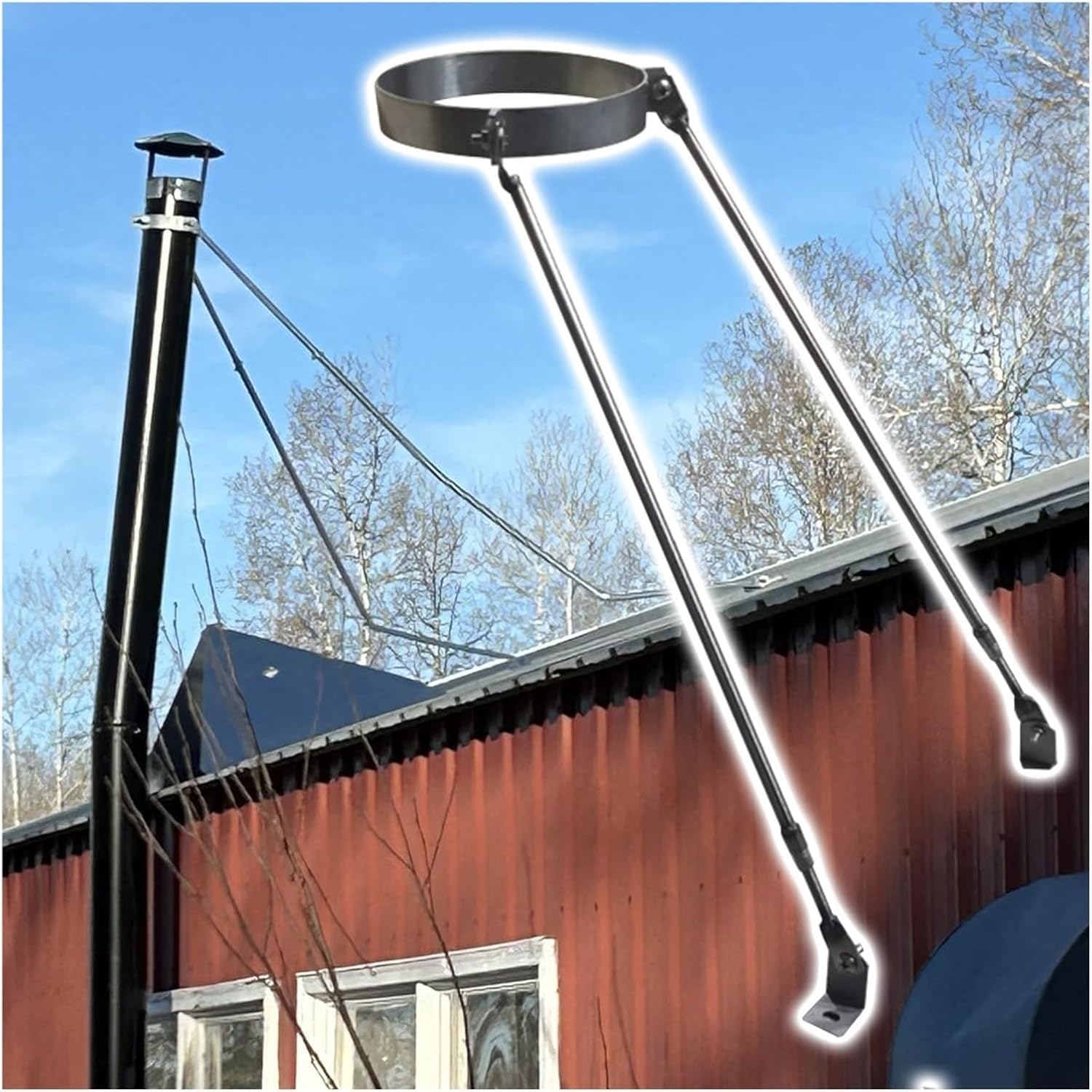 Générique Support de cheminée en Acier Inoxydable Extensible et réglable, Support de Tuyau de poêle, Support de stabilisation, Collier de Serrage pour Conduit de fumée, s