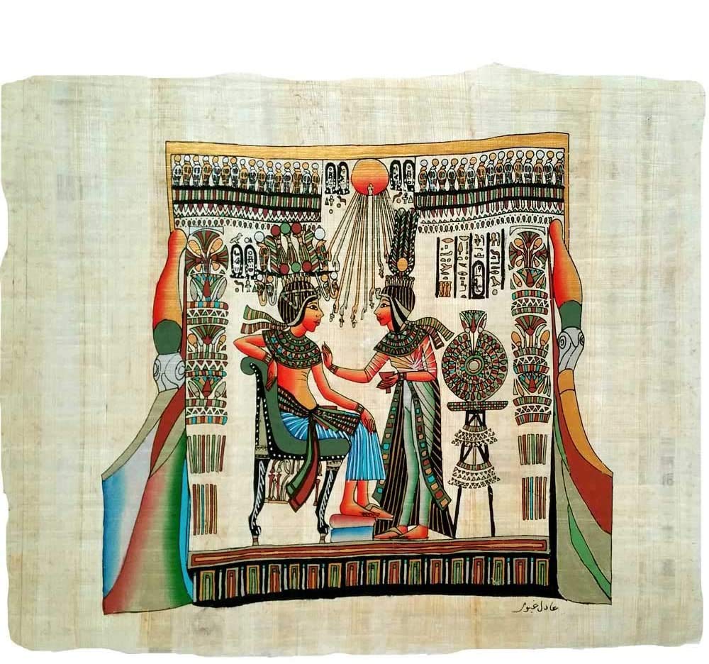 Papyrus Toutânkhamon fait main 33 x 43 cm, cadeau idéal passionné Égypte