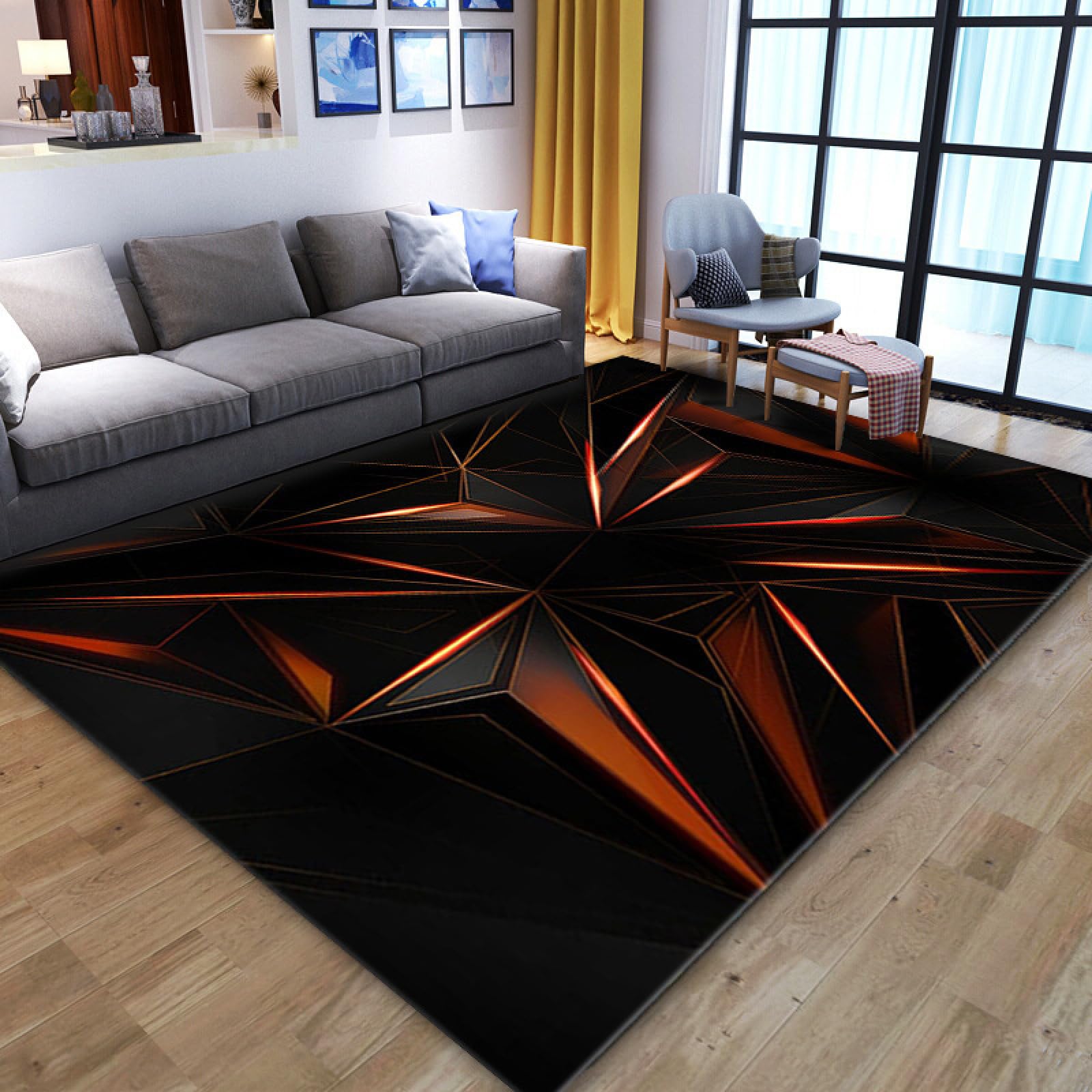 Tapis salon couloir antidérapant et absorbant lavable pour grands espaces