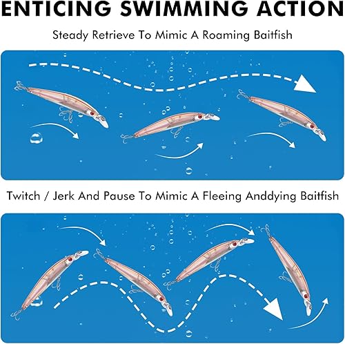 Miniatura 17 de TRUSCEND - Señuelos de pesca para agua dulce y salada, señuelo realista para trucha lubina, de hundimiento lento, regalos de pesca increíbles
