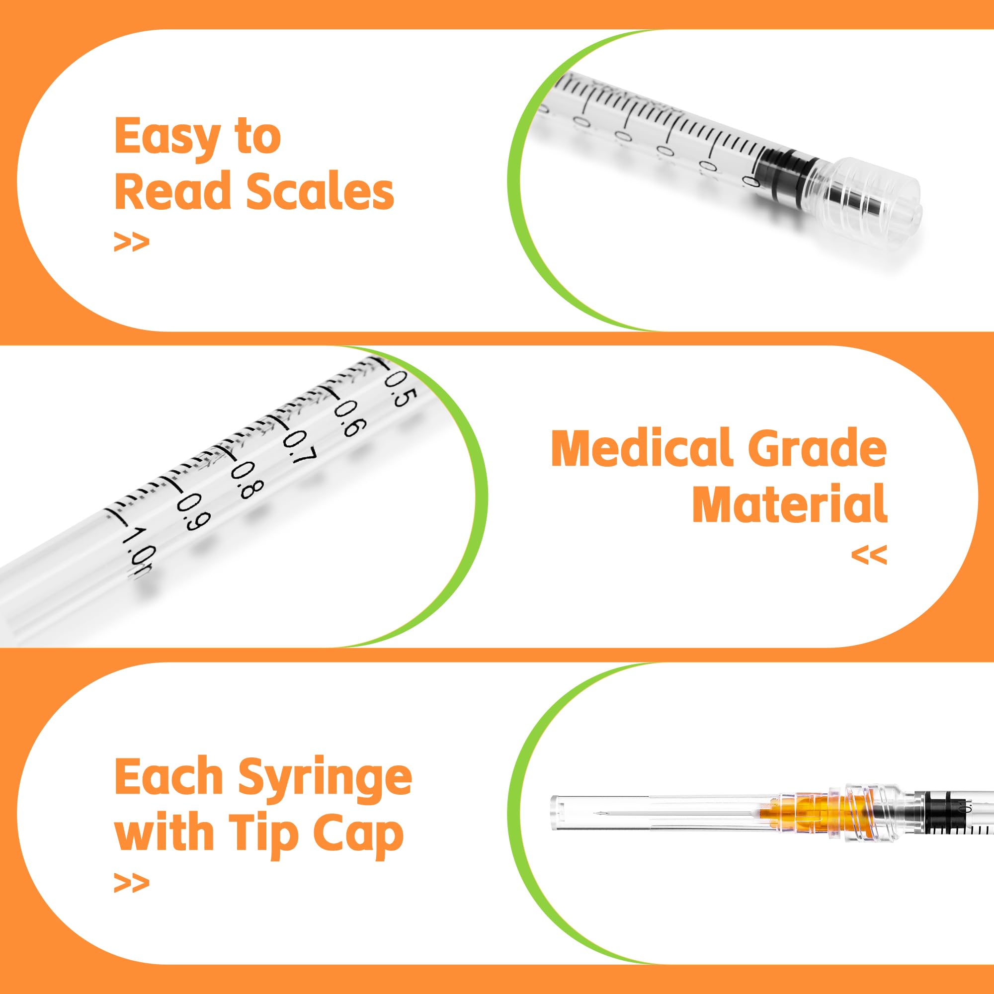 Disposable 1mL Luer Lock Syringe 25G 1 inch for Scientific Lab Use, Individually Wrapped, Box of 100 — Amazon image 4