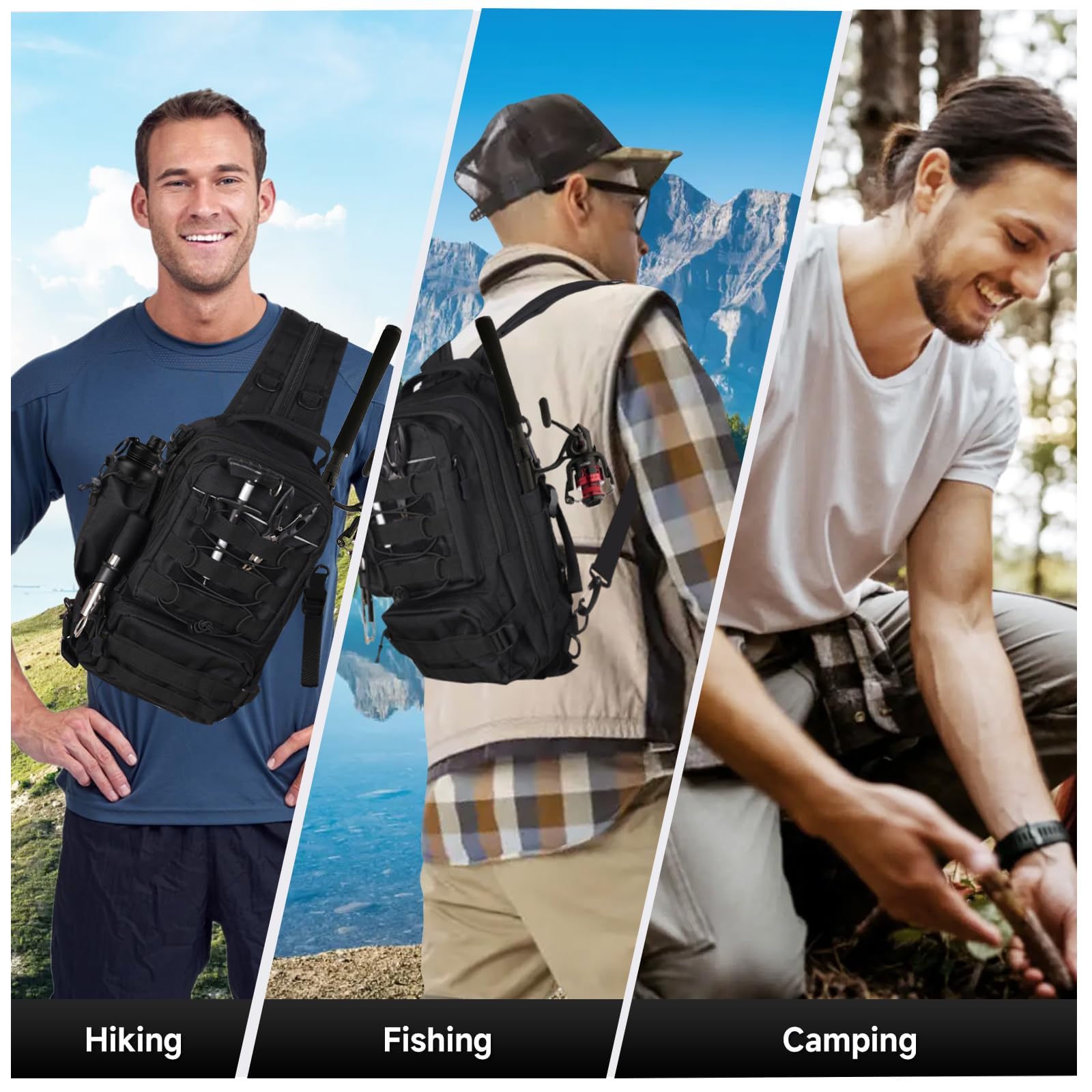 117-Teiliges Angeltaschen Set, Wasserdichter Angelrucksack mit Angelköder Set, Angelwerkzeug-Set mit Angelzangen, Fischhakenentferner und Lip Gripper, Angelset Komplett für Süßwasser Salzwasser