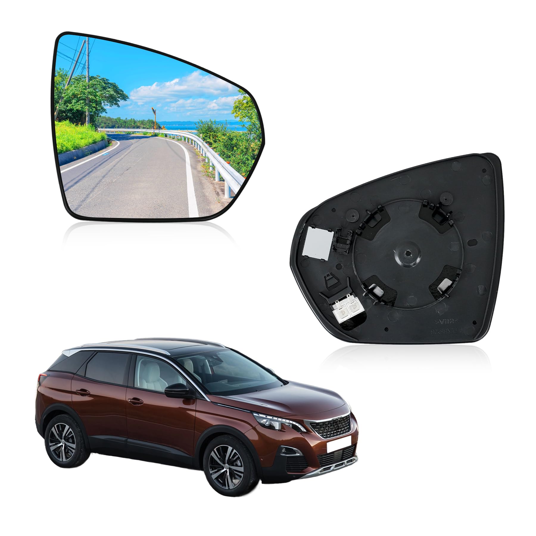 Specchio retrovisore destro riscaldato convesso per C5 AIRCROSS/3008/5008/GRANDLAND X, lato passeggero 1618048080