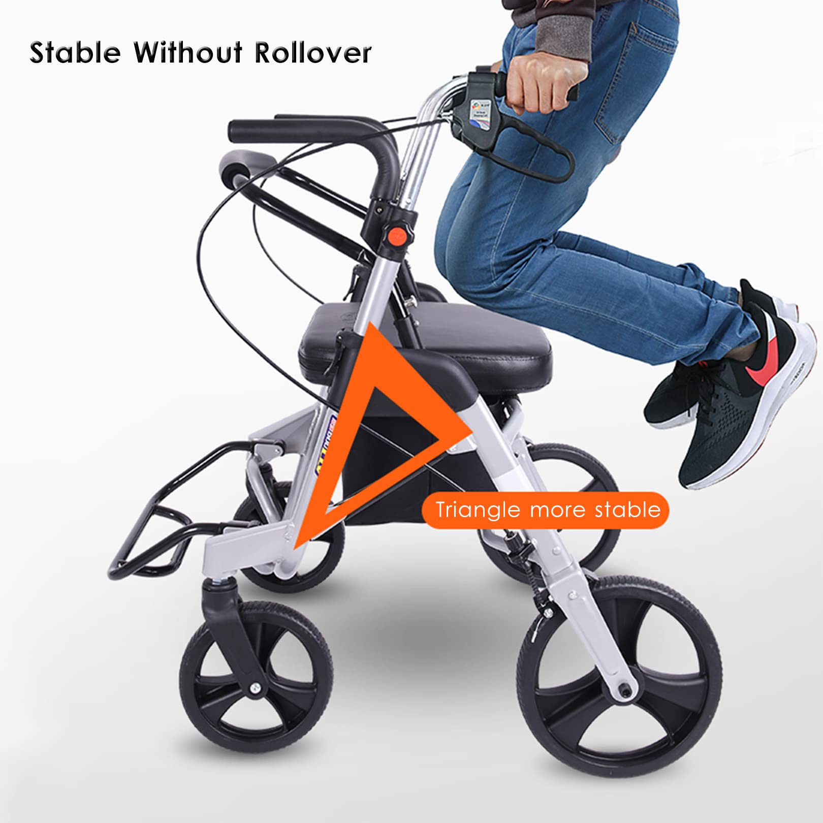 Rollatory 4-kołowe ze składanym siedzeniem, chodzik 2 w 1 i wózek inwalidzki - wózek inwalidzki z siedziskiem i koszem dla mobilności i komfortu