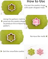 Vista 4 de Juego de 9 patrones de sellos de galletas de copo de nieve 3D, plástico de grado alimenticio, 6 ramas con forma de copos de nieve, cortadores