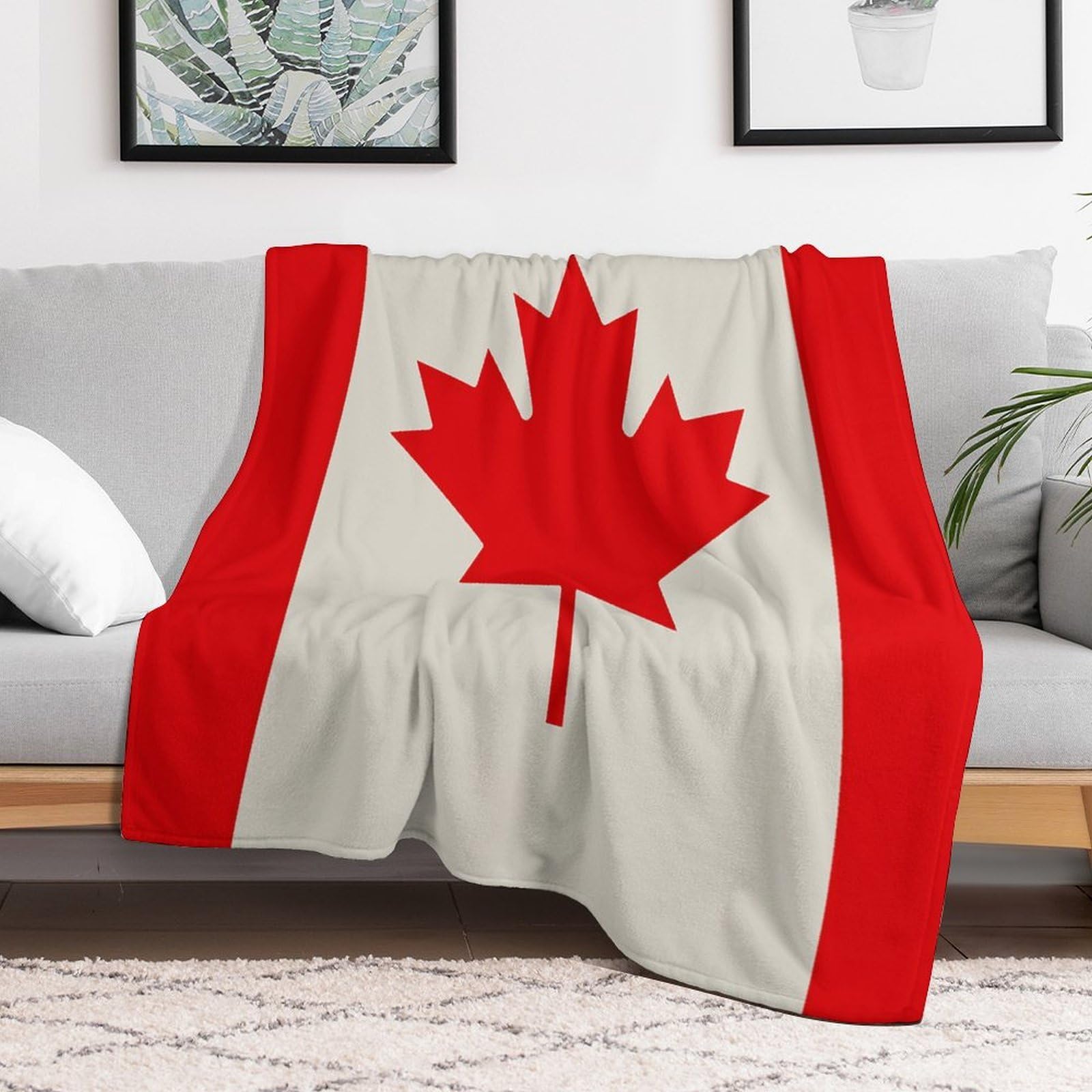Custom Retro Canada Flag Pattern Blanket Lightweight Flannel Fleece Throw for Couch Sofa Bed Luxury Soft Cozy Plush Lap Bedtime Blanket for All Seasons Bedroom Home Decor Gifts 40x50