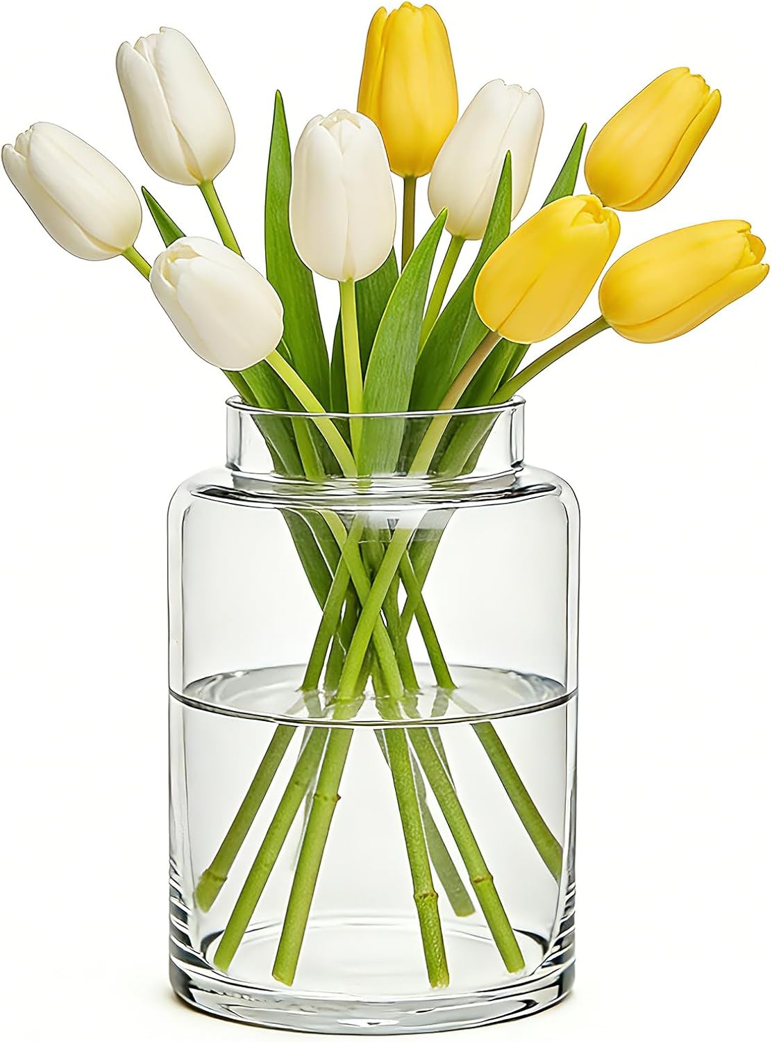 Large Flower Vase,9 Inch Large Clear Flower Vase for Bouquet, Clear Glass vase for Living Room Decor,Home Party Wedding Centerpiece,Birthday Anniversary Table Decor,Minimalist Big Vases for Office