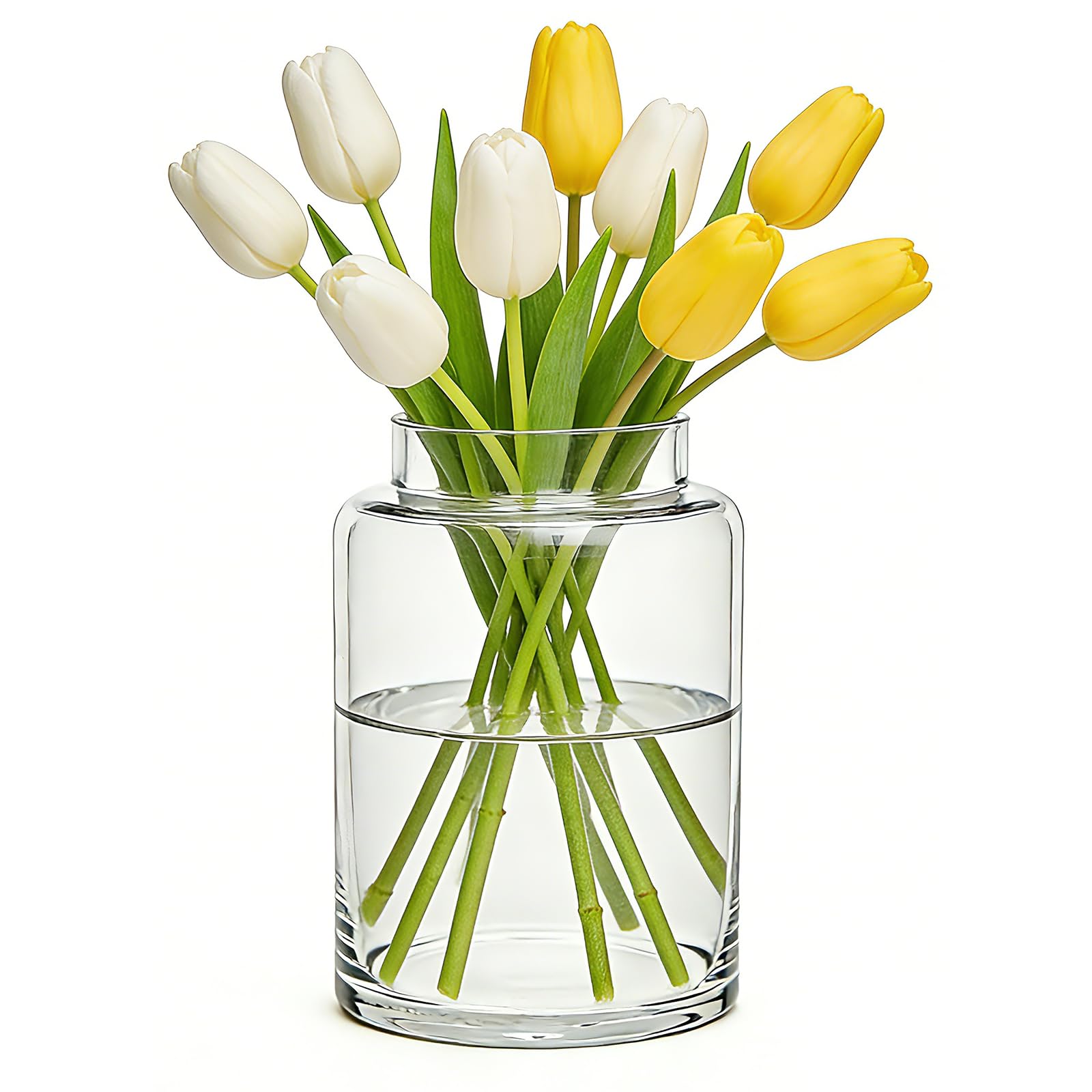 Photo 1 of Large Flower Vase,9 Inch Large Clear Flower Vase for Bouquet, Clear Glass vase for Living Room Decor,Home Party Wedding Centerpiece,Birthday Anniversary Table Decor,Minimalist Big Vases for Office