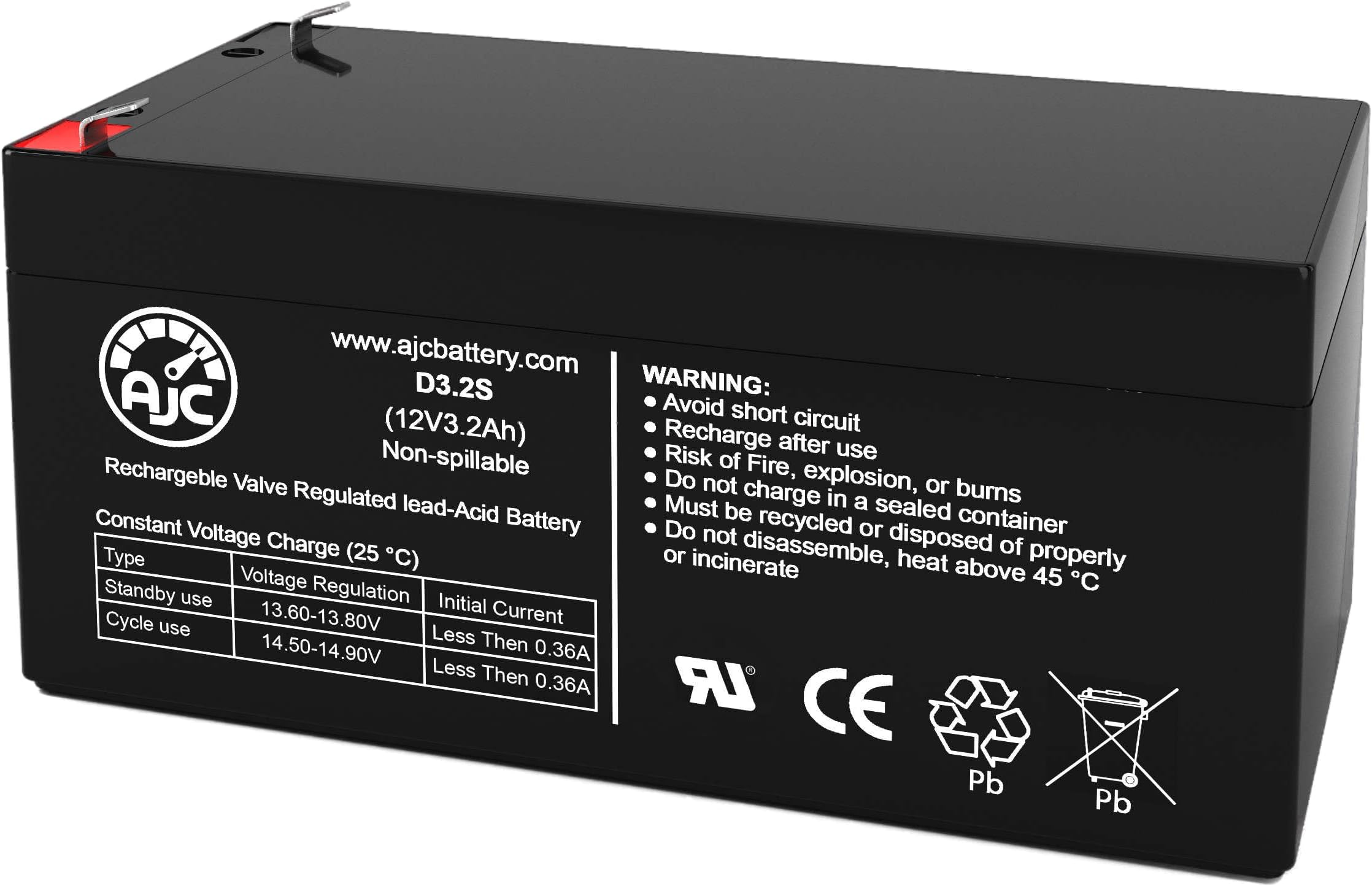 - AJC Battery Compatible with B&B BP3-12 12V 3.2Ah UPS Battery