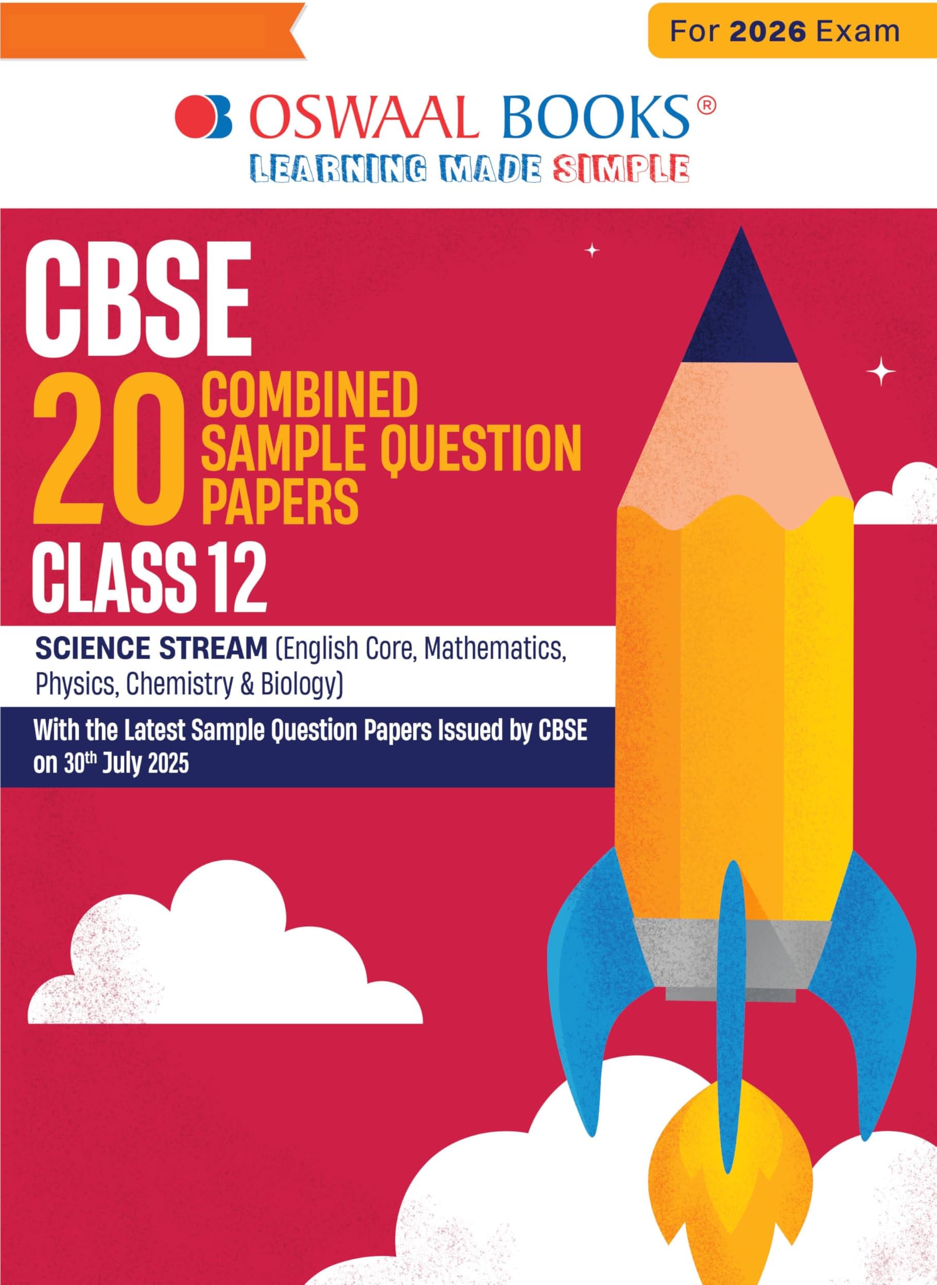 Oswaal CBSE 20 Combined Sample Question Papers Class-12 Science Stream - English Core, Maths, Physics, Chemistry & Biology with Competency Questions, Mind Maps & 850+ Practice Qs (For 2026 Exam)