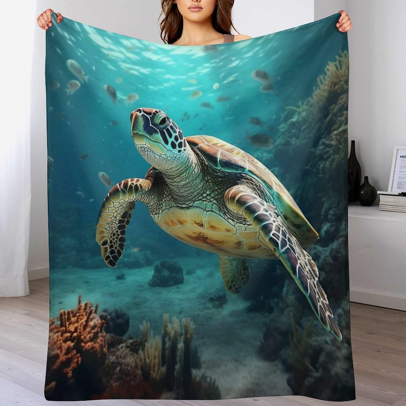 Couvre-lit tortues de mer en flannel pour éliminer les courants d'air