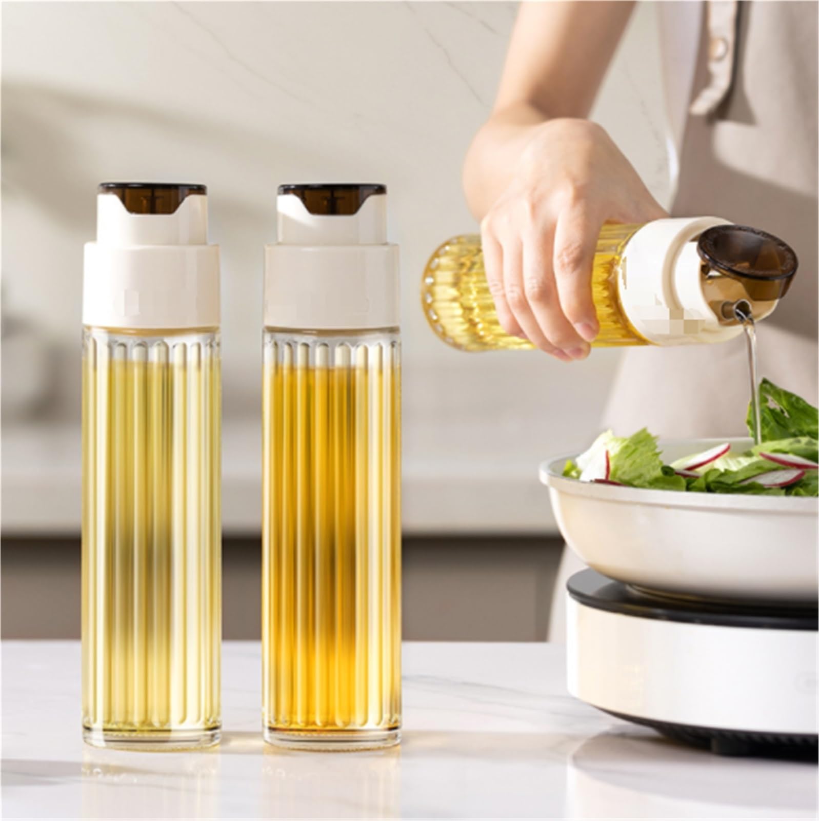 Pulverizador Aceite Spray Dispensador De Aceite Aceitera De Cristal con Boquilla De Apertura Y Cierre Automático For Asar Y Freír Spray Aceite Cocina