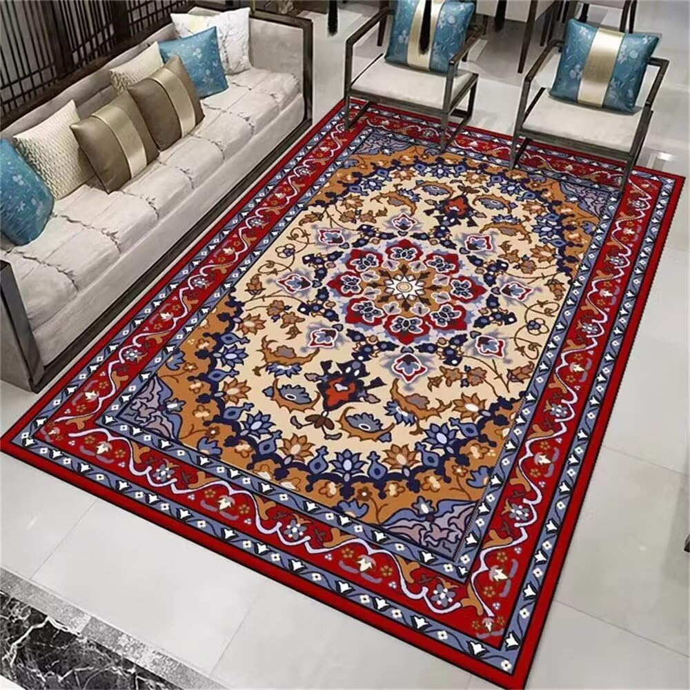 Tapis de chambre rouge 100x200cm décoratif pour sol de restaurant et maison