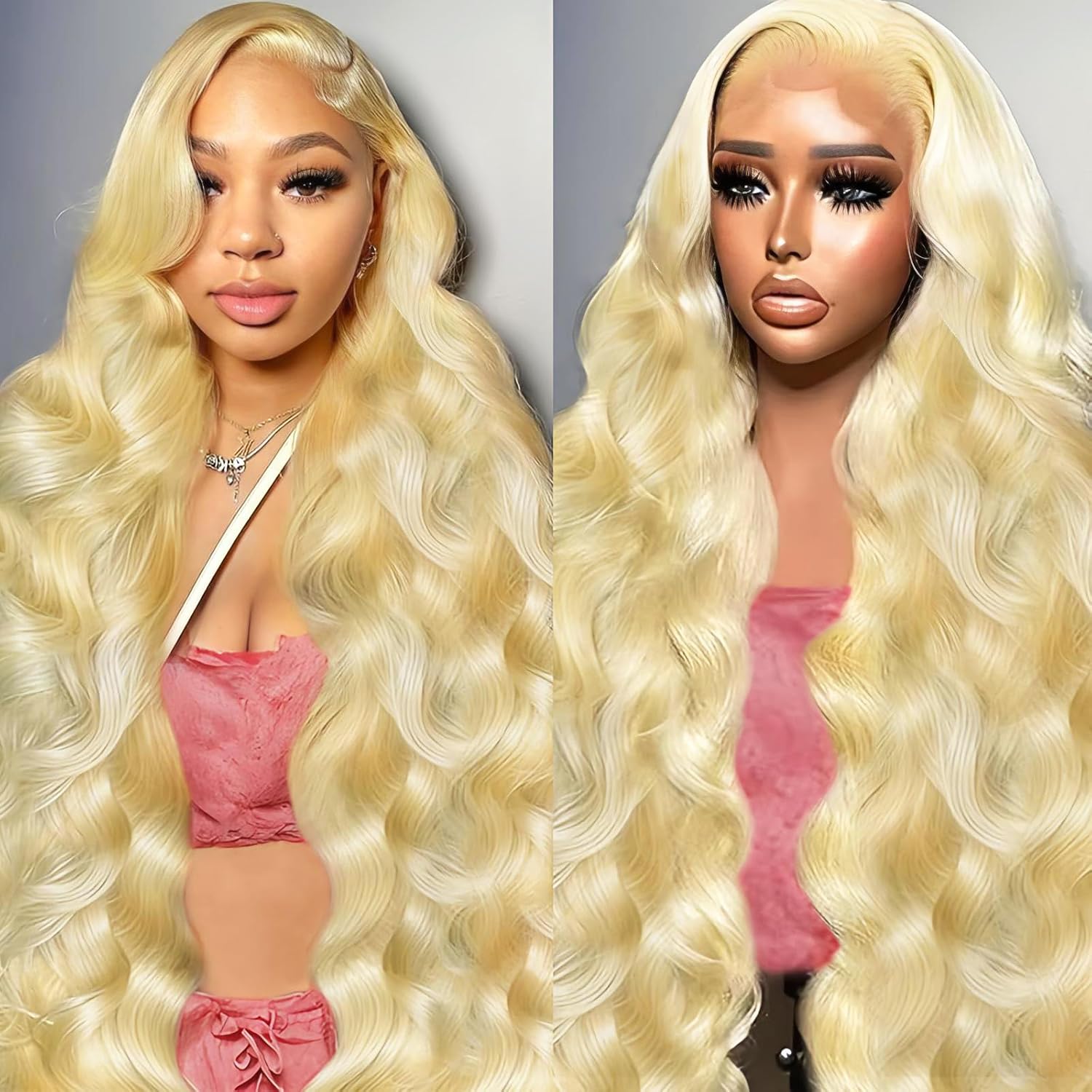 613 13x6 Lace Front Wig Human Hair 200 Density 30 Inch Body Wave Blonde Wig Human Hair 613 HD Lace Frontal Wig 13x6 Virgin Human Hair Pre Plucked Natural Hairline Tiny Knots Tangle Free Shedding Free