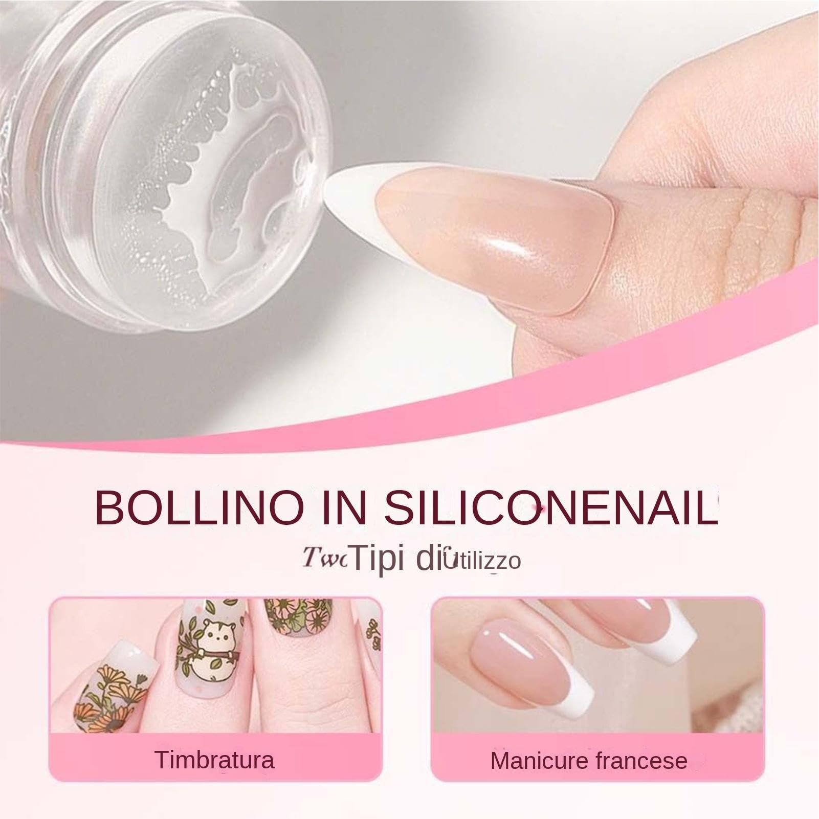 Kit Di Timbri Per Unghie Con Punta Francese In Silicone Stampo Per Unghie In Silicone Trasparente Strumento Di Stampa Per Nails Per Ragazze Manicure A Casa Salone D'arte Fai Da Te