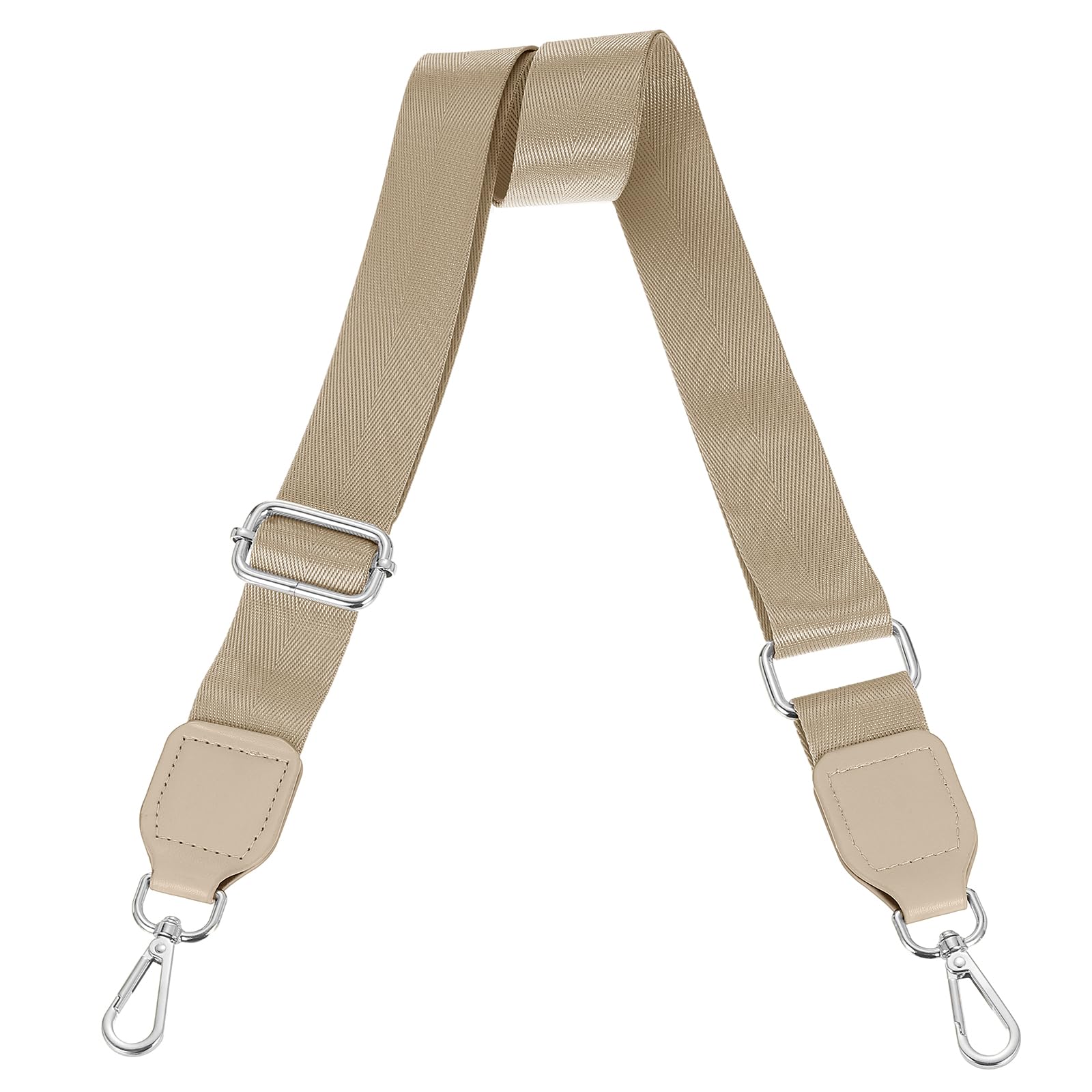 uxcell Wide Shoulder Strap, 3.8cm Adjustable Purse Strap Replacement Crossbody Strap for Shoulder Bag Handbag, Khaki, Silver Square Mouth Buckle