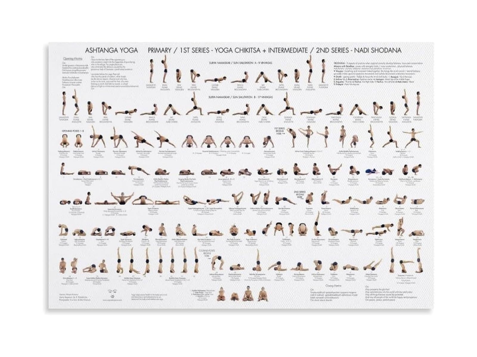 FNYUVNFAF Yoga Studio Poster Asana Sequence and Poses Chart for Home Practice Vinyasa Flow Guide Practice Reference Wall Chart for Yogis(Unframed,12x18inch(30x45cm))