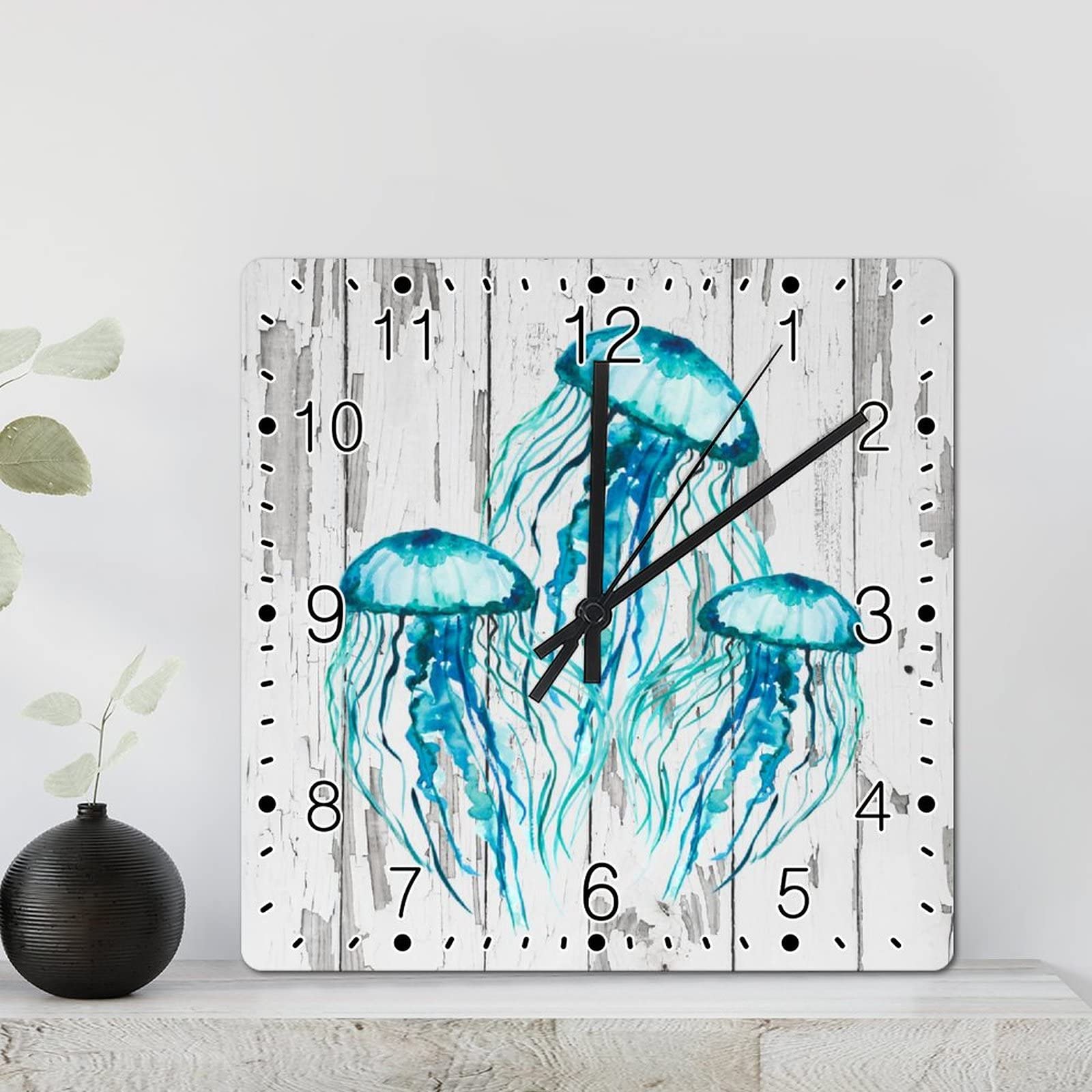 Horloge murale rustique pieuvre de 30,5 cm silencieuse à piles pour salon