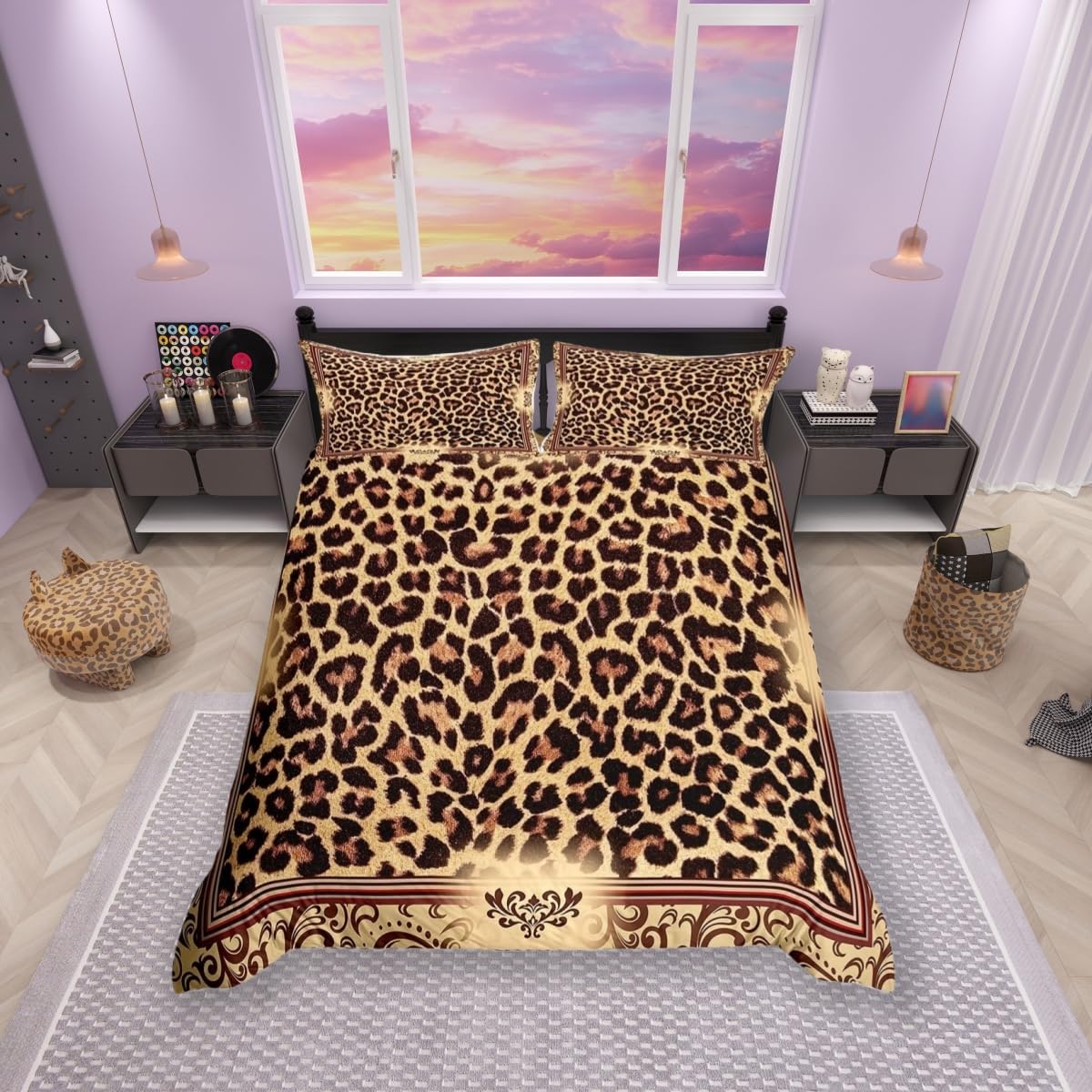 Housse de couette léopard marron rustique : finis les lits sans style