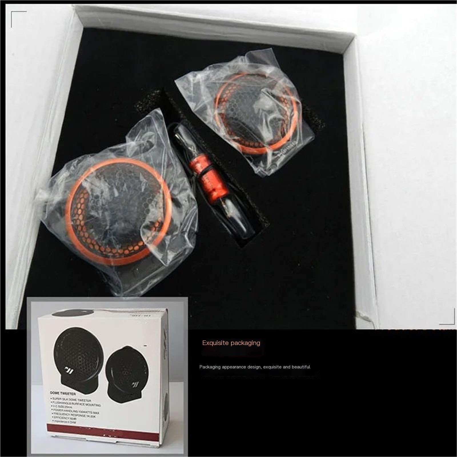 Audio para Coche Tweeters para Coche Altavoz de Coche de 2 Pulgadas con Tweeter de cúpula y Soporte de Base de Condensador, estéreo de música para vehículo, Modificado y Potente