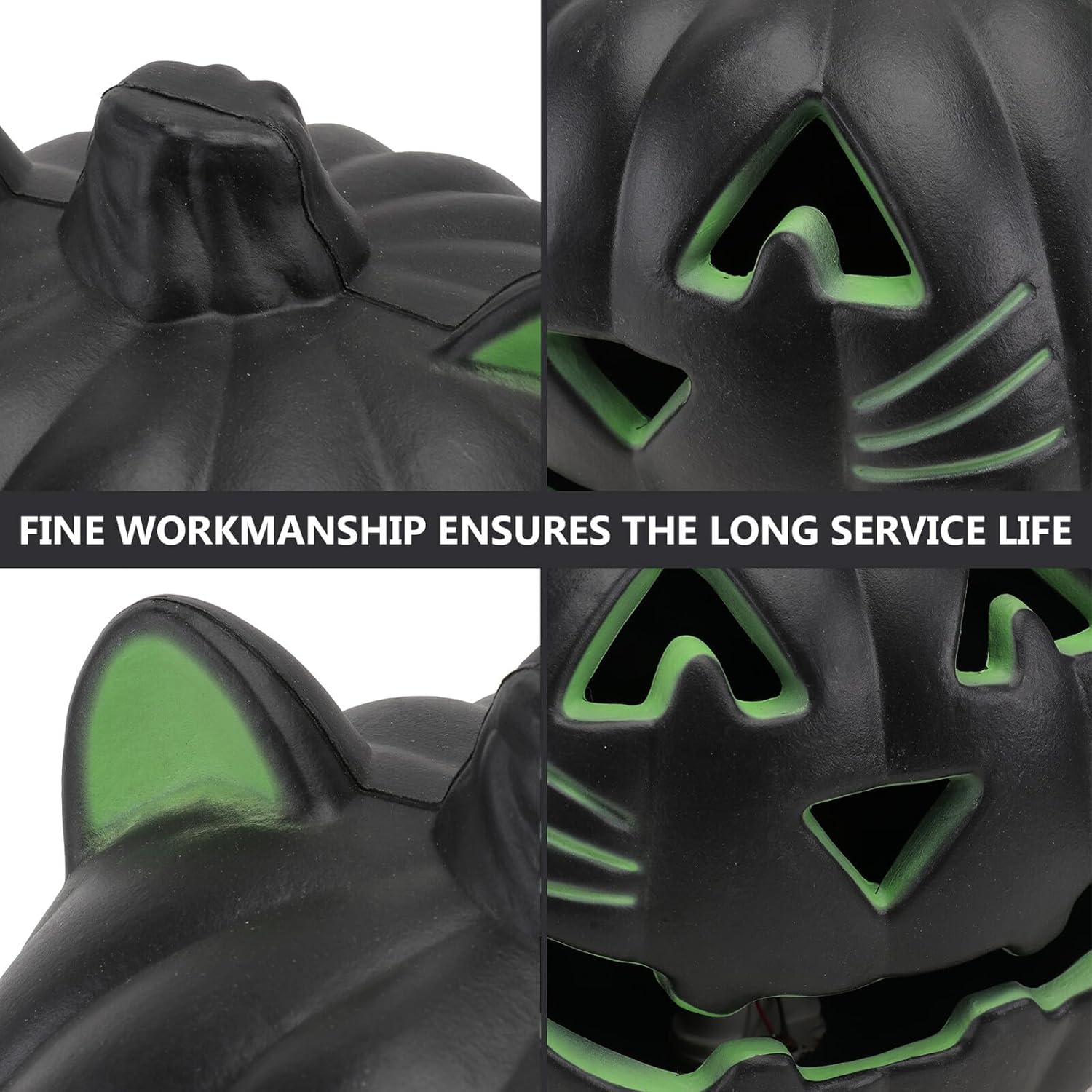 FAVOMOTO Halloween Pumpkin Night Light Figurine Lamp, 9-inch LED Festival Pumpkin Lamp with Cat Paw Design, Decorative Halloween Desk Ornament for Home Party Lighting