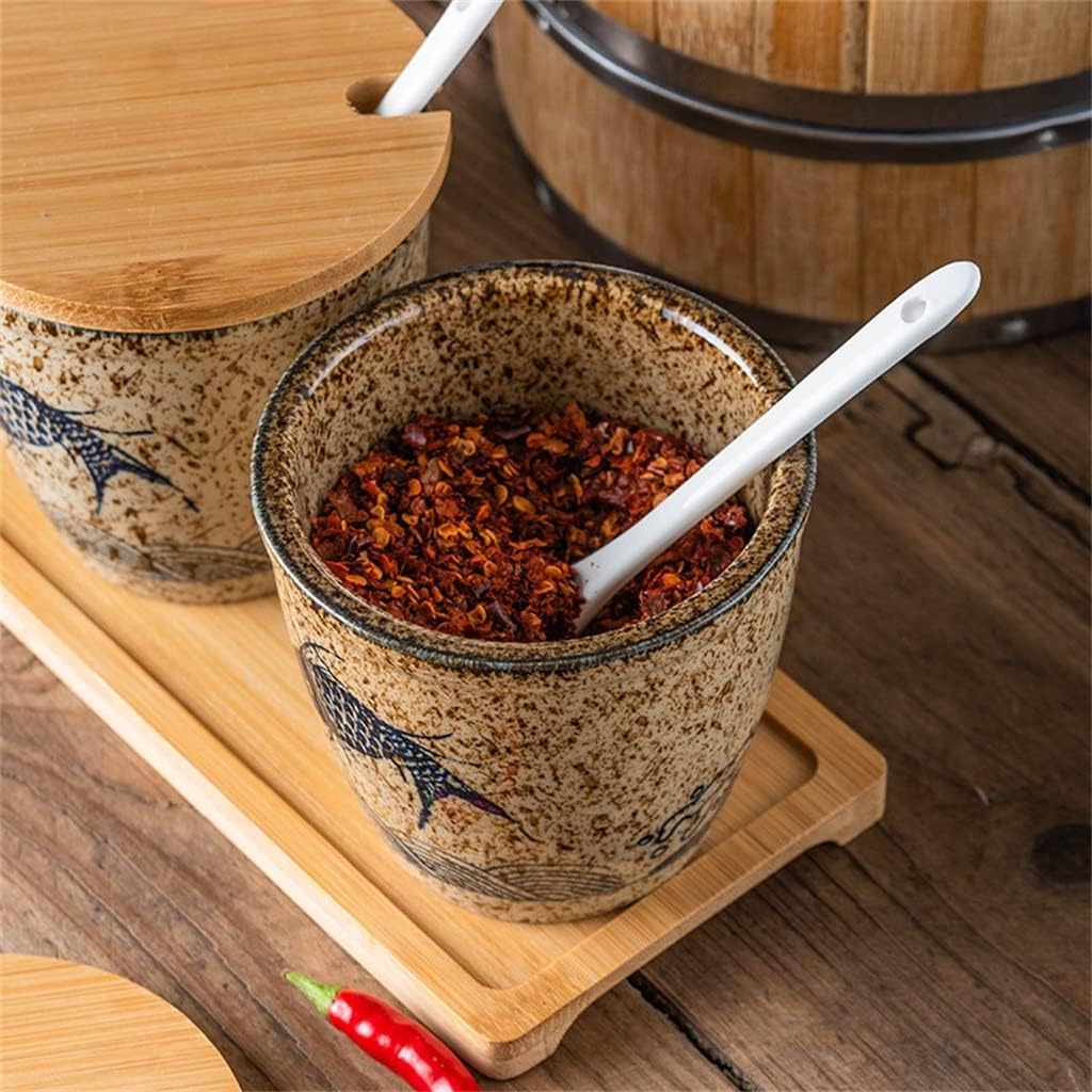 Seasoning jar Ceramic Home Spice Shaker Kitchen Tools Salt and Pepper Shaker Storage Restaurant Spice Jar Set (B
