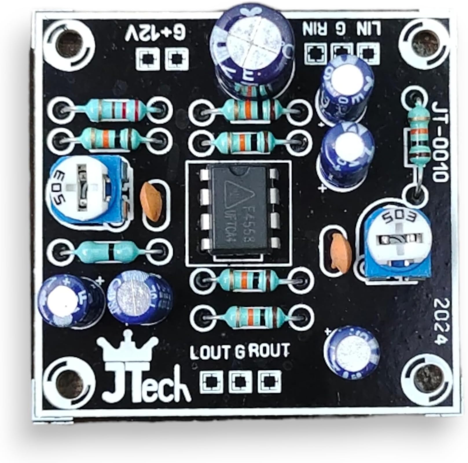2 Channel Stereo Gainer With Noise Filter|Use in USB-AUX-TV-DTH-Mobile-Amplifying Signals|Sound Booster for Low Volume | 12V DC| Individual Gain Adjustment Controls.4558IC Model